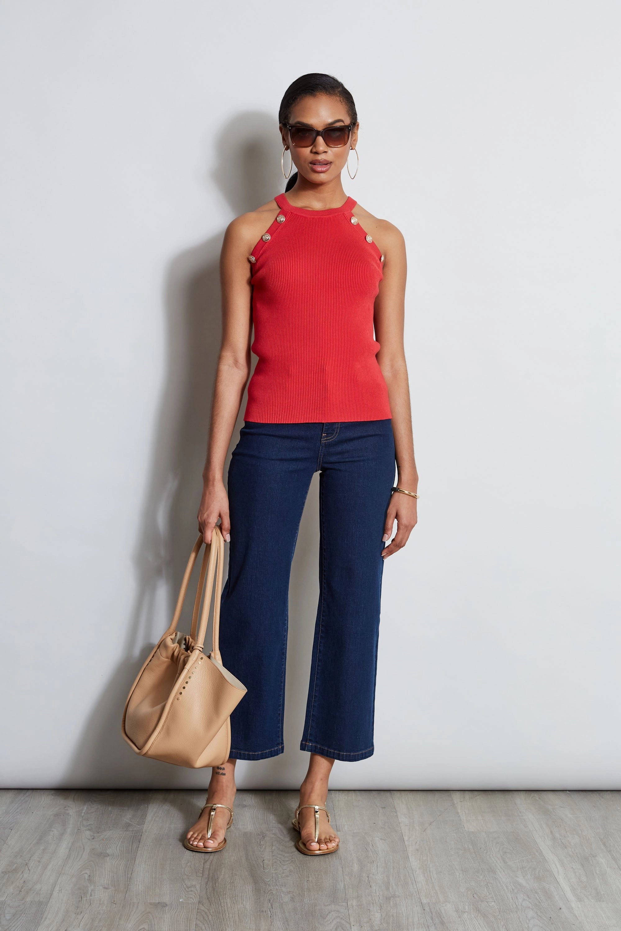 Halter Button Rib Tank