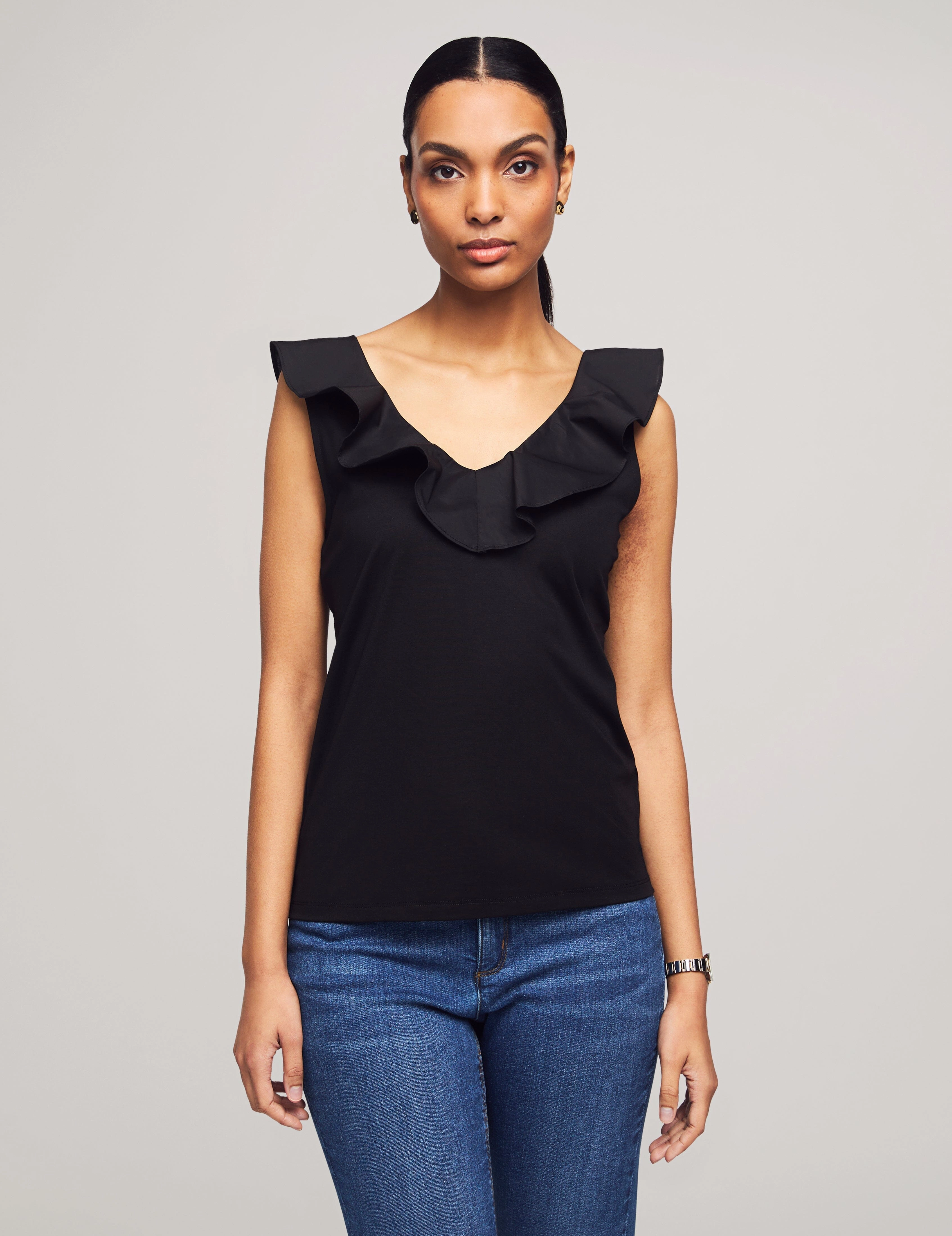 Harmony Woven Combo Flounce Top- Sale