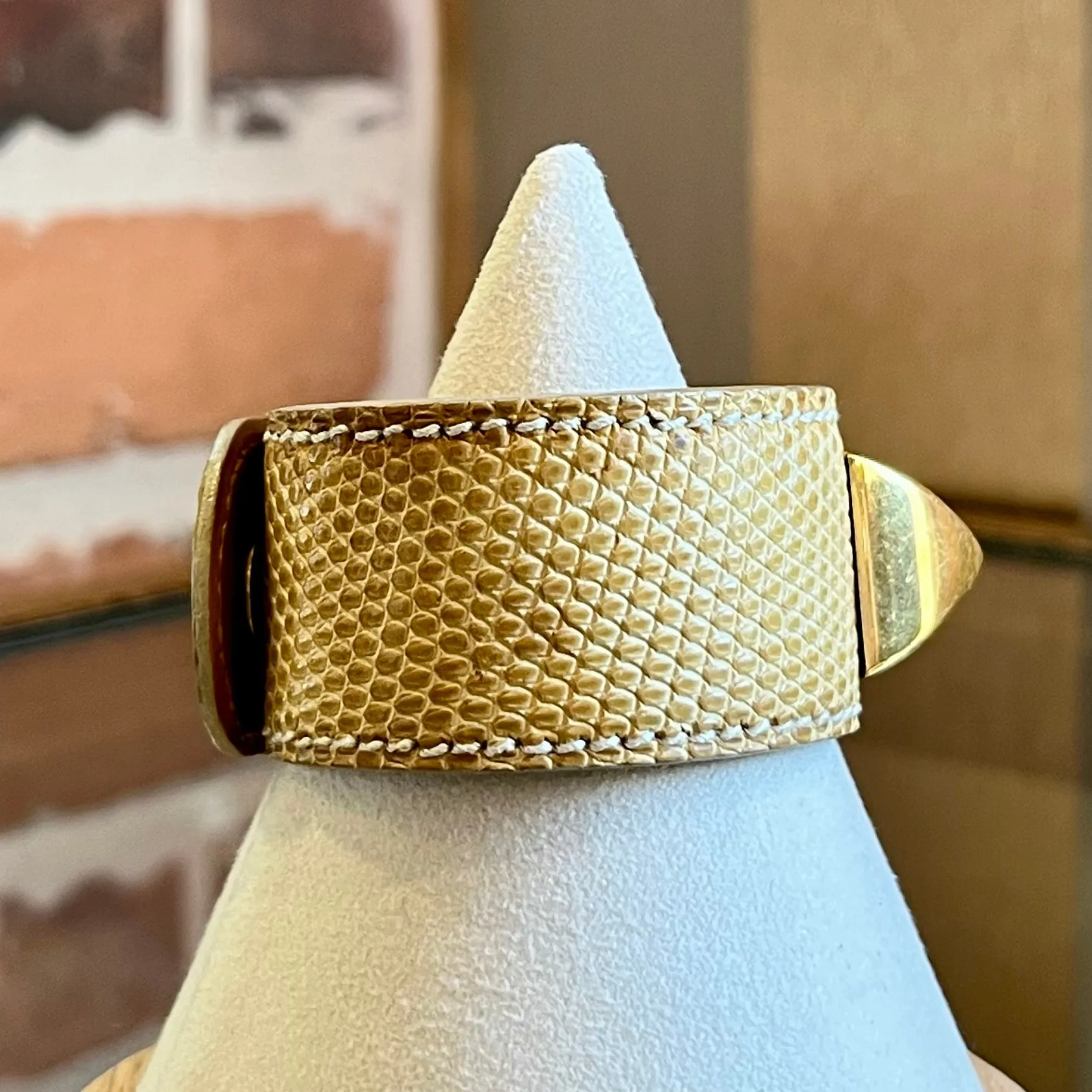 HERMES Medor Stud Shiny Varanus Niloticus Lizard Bracelet TS3988