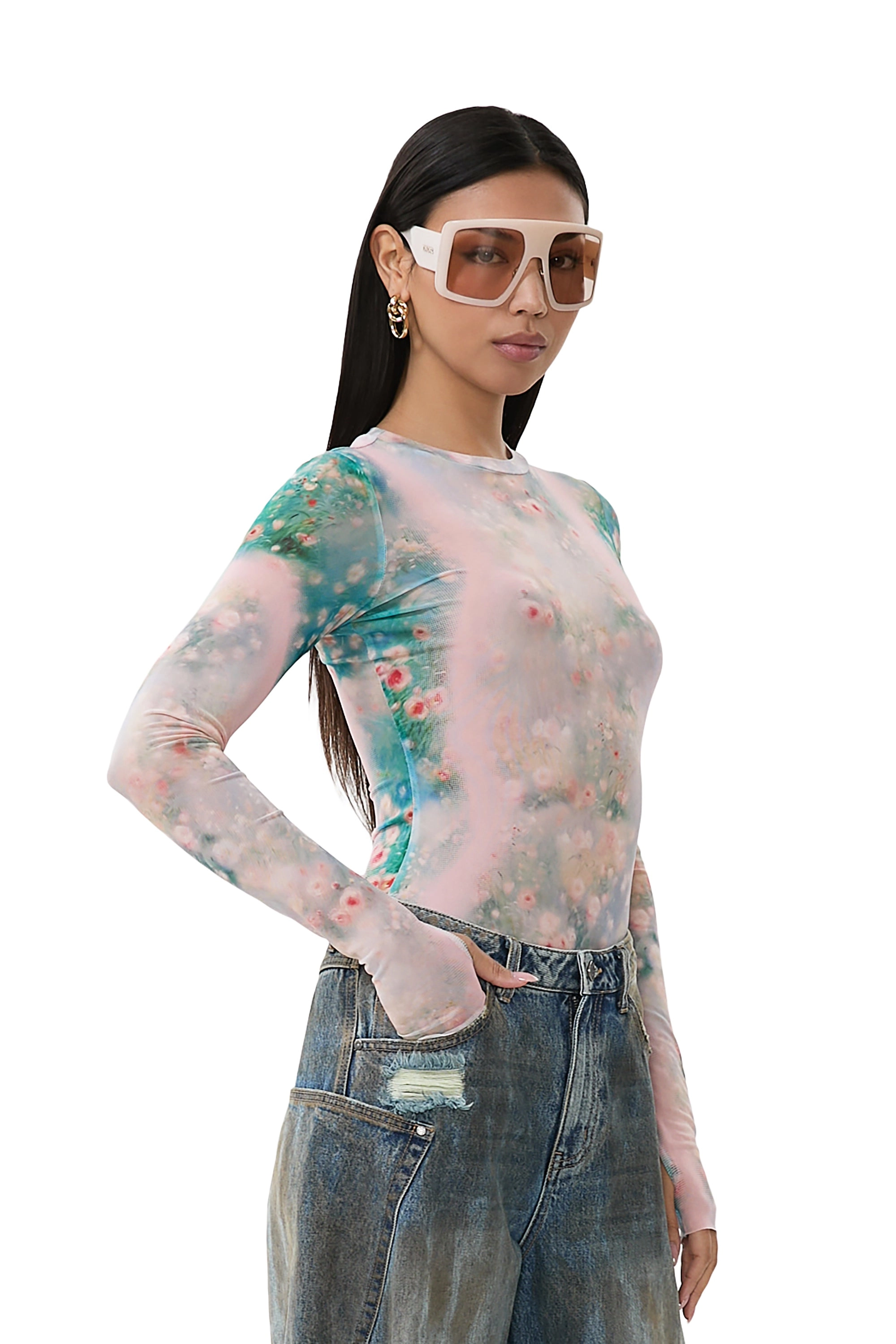 Kaylee Top - Placed Fog Floral
