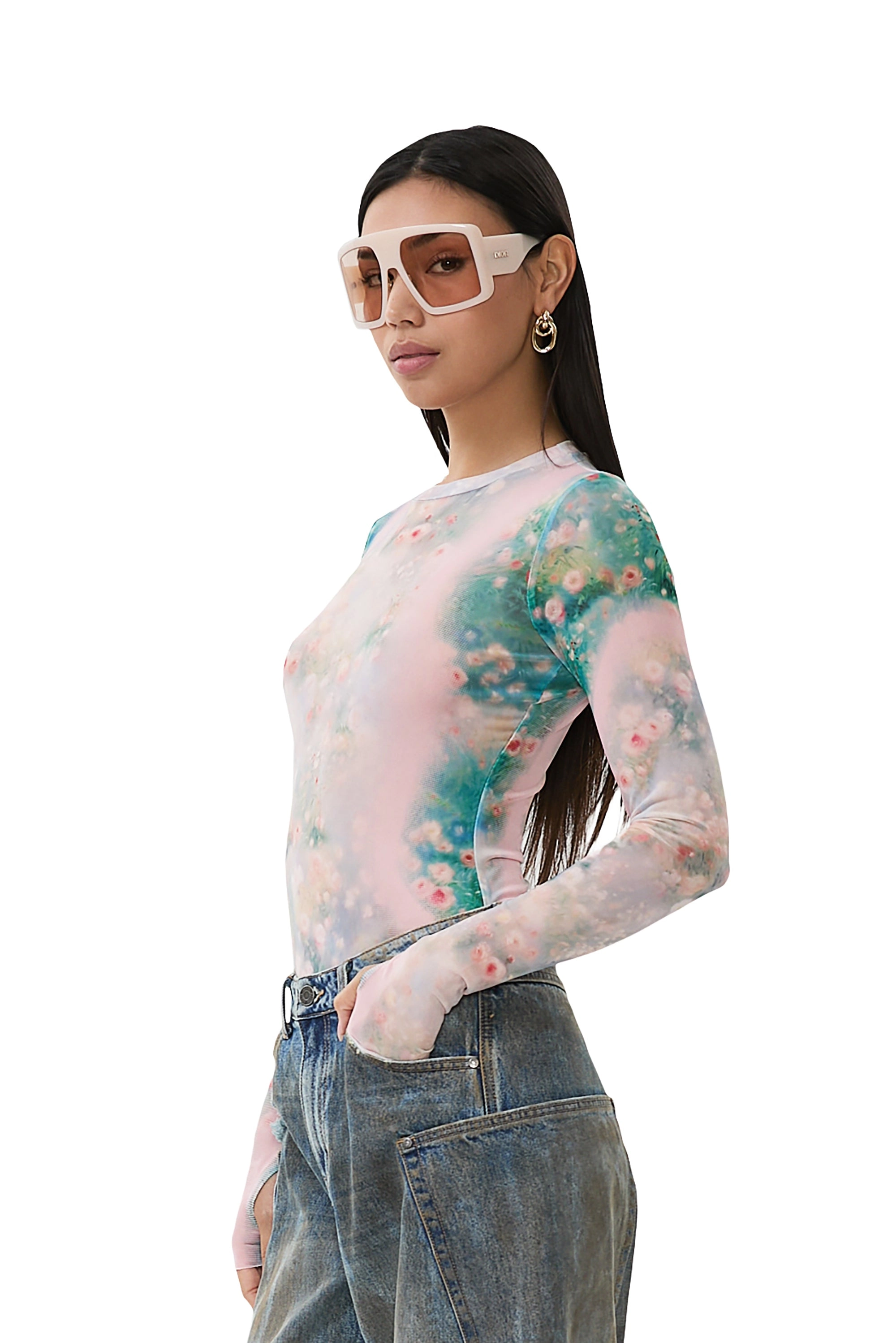 Kaylee Top - Placed Fog Floral