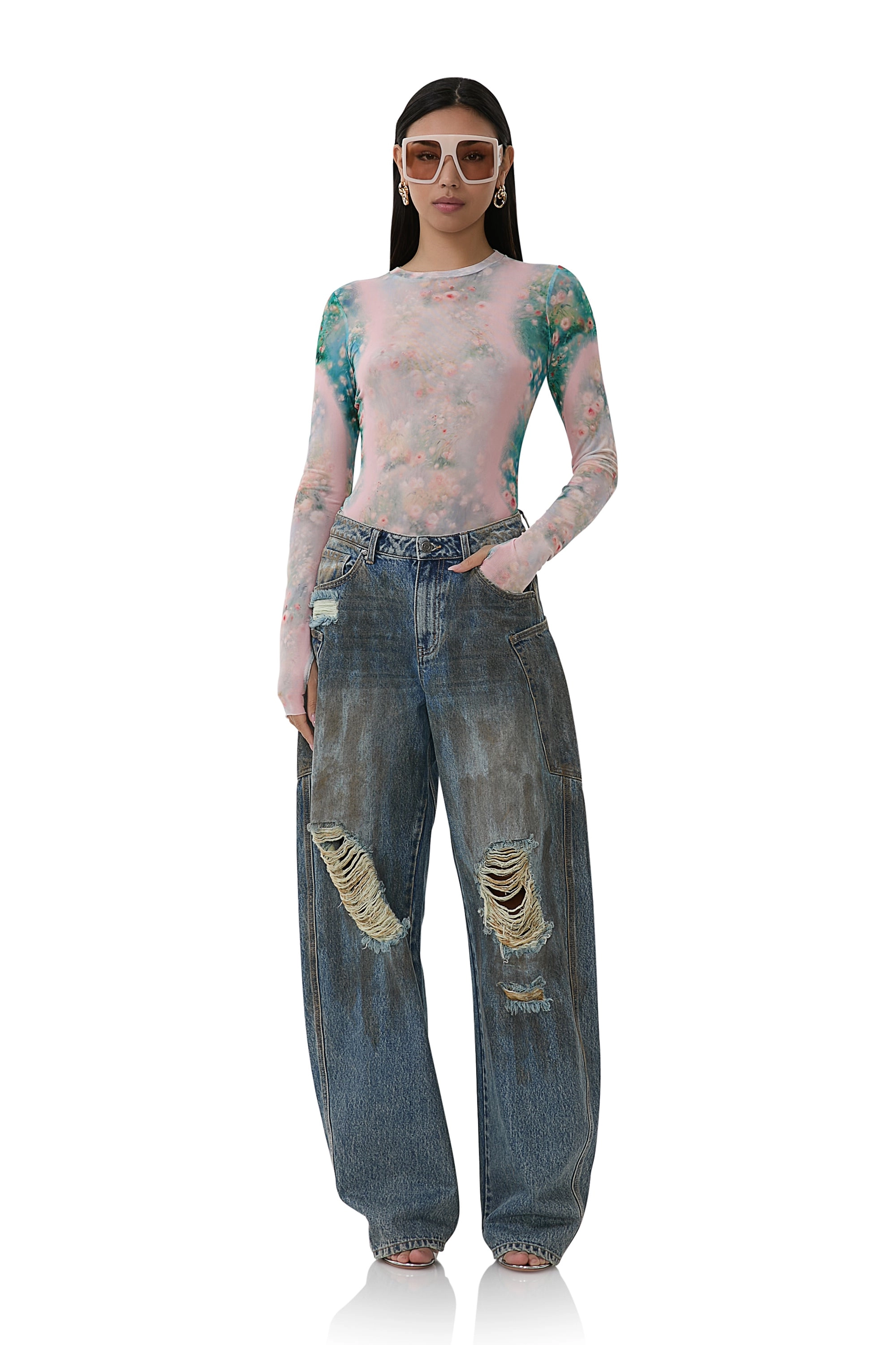 Kaylee Top - Placed Fog Floral