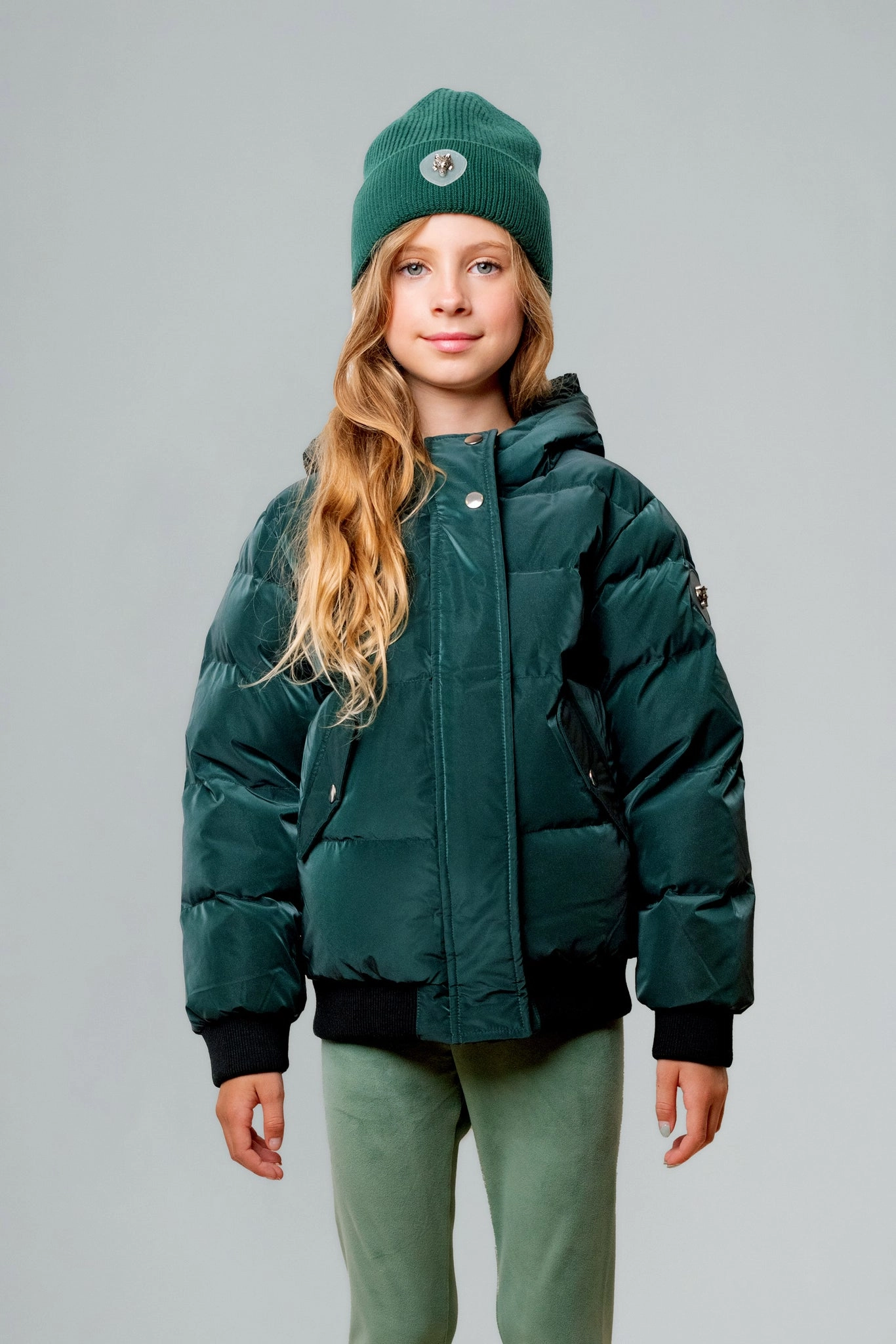 Kids' Unisex Chickadee Coat - Green Diamond