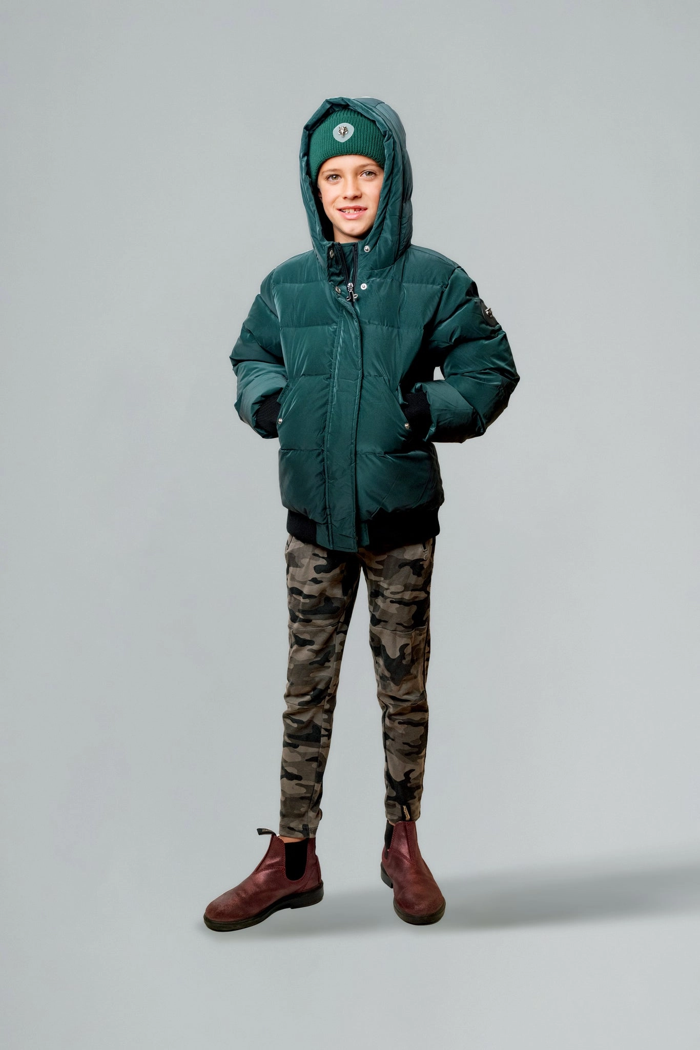 Kids' Unisex Chickadee Coat - Green Diamond