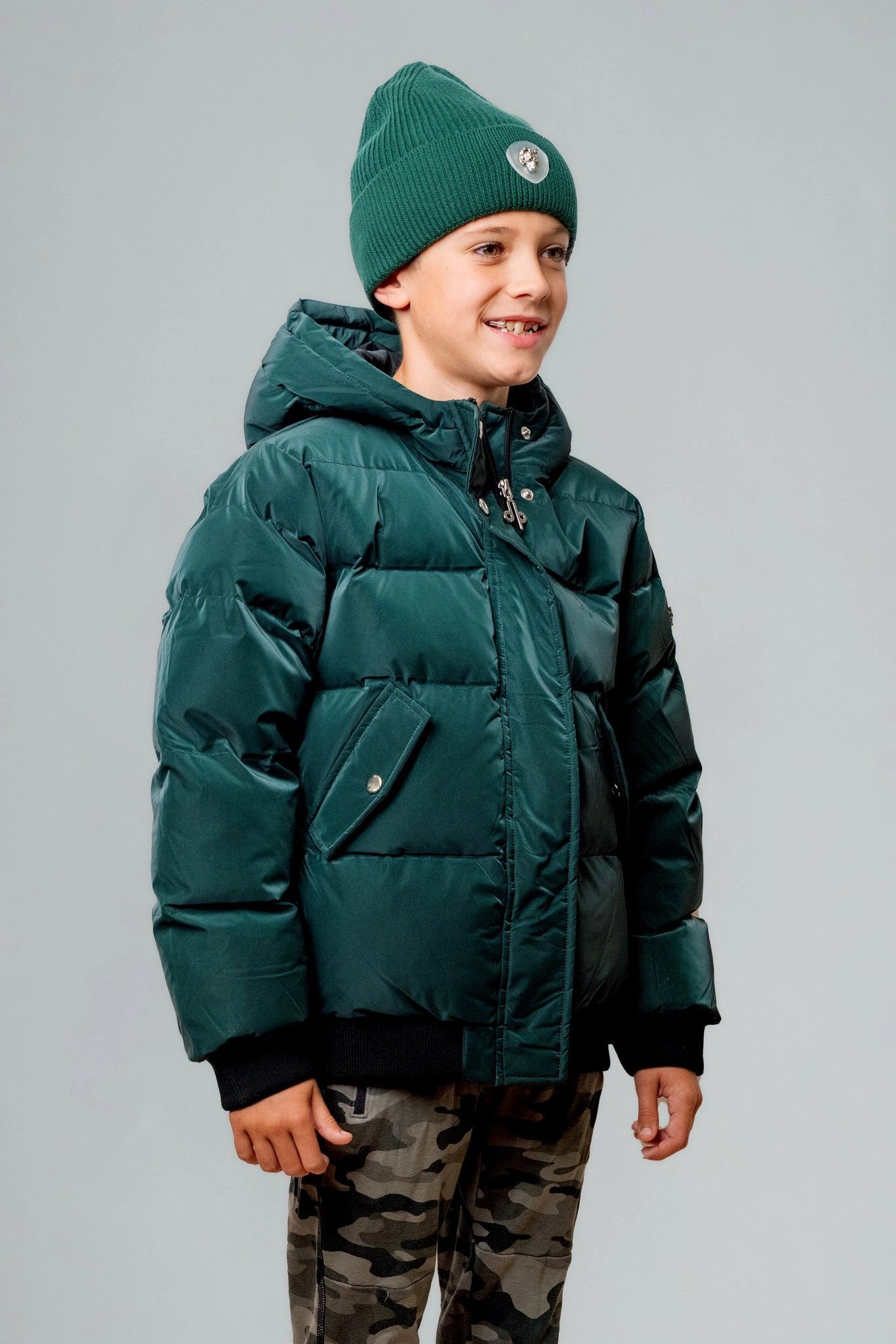 Kids' Unisex Chickadee Coat - Green Diamond