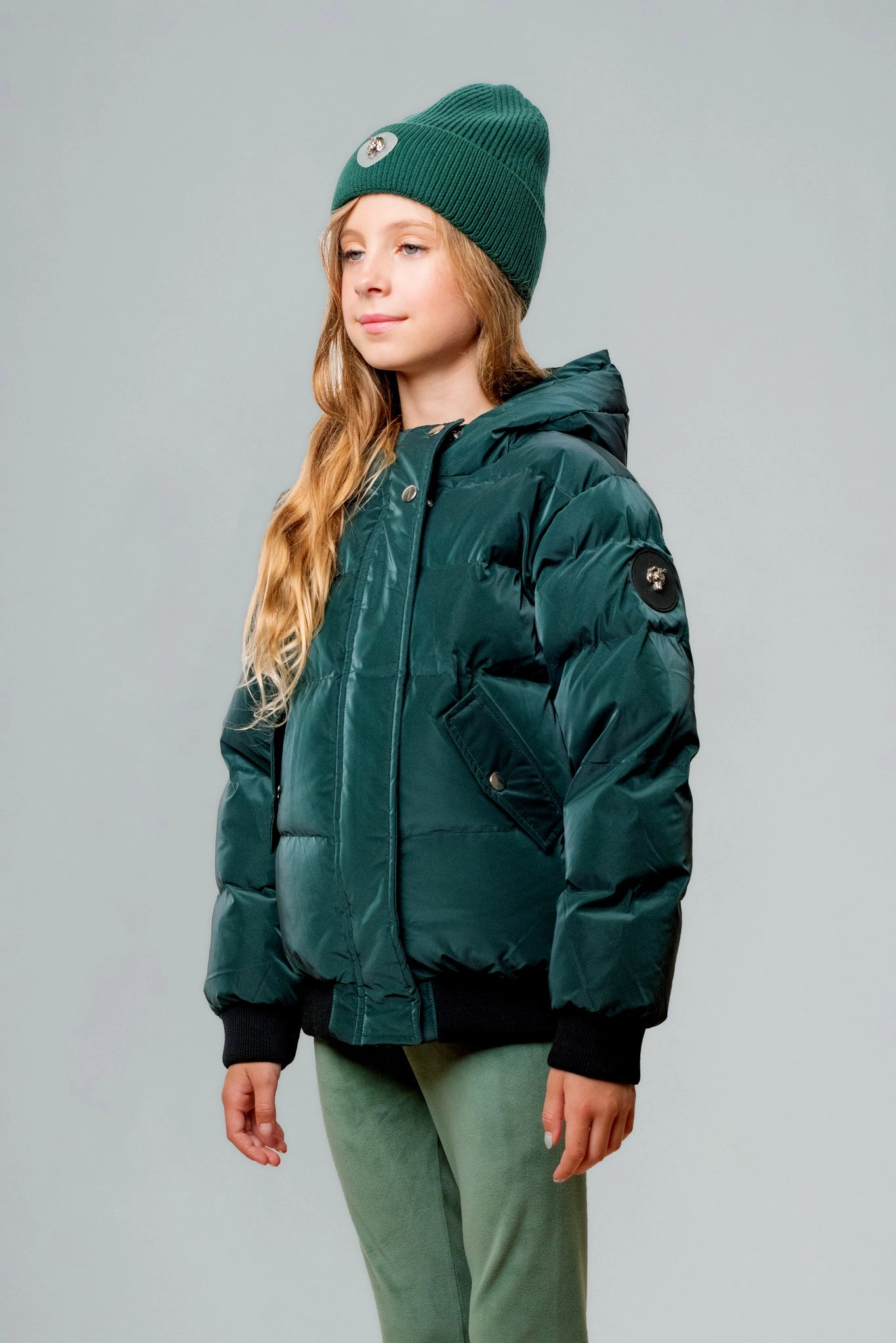 Kids' Unisex Chickadee Coat - Green Diamond