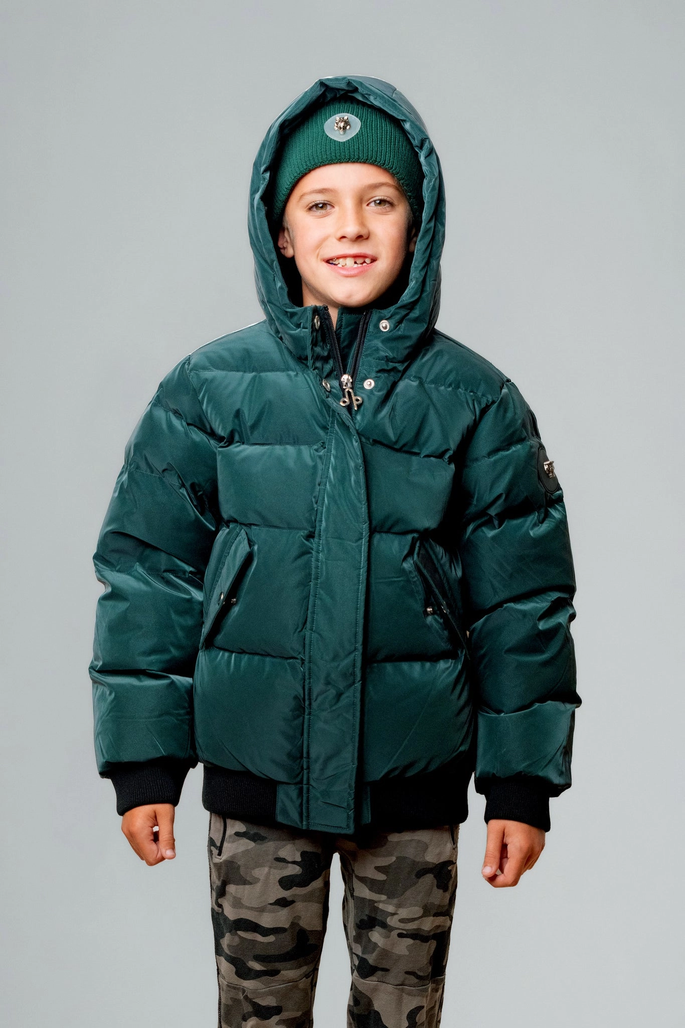Kids' Unisex Chickadee Coat - Green Diamond