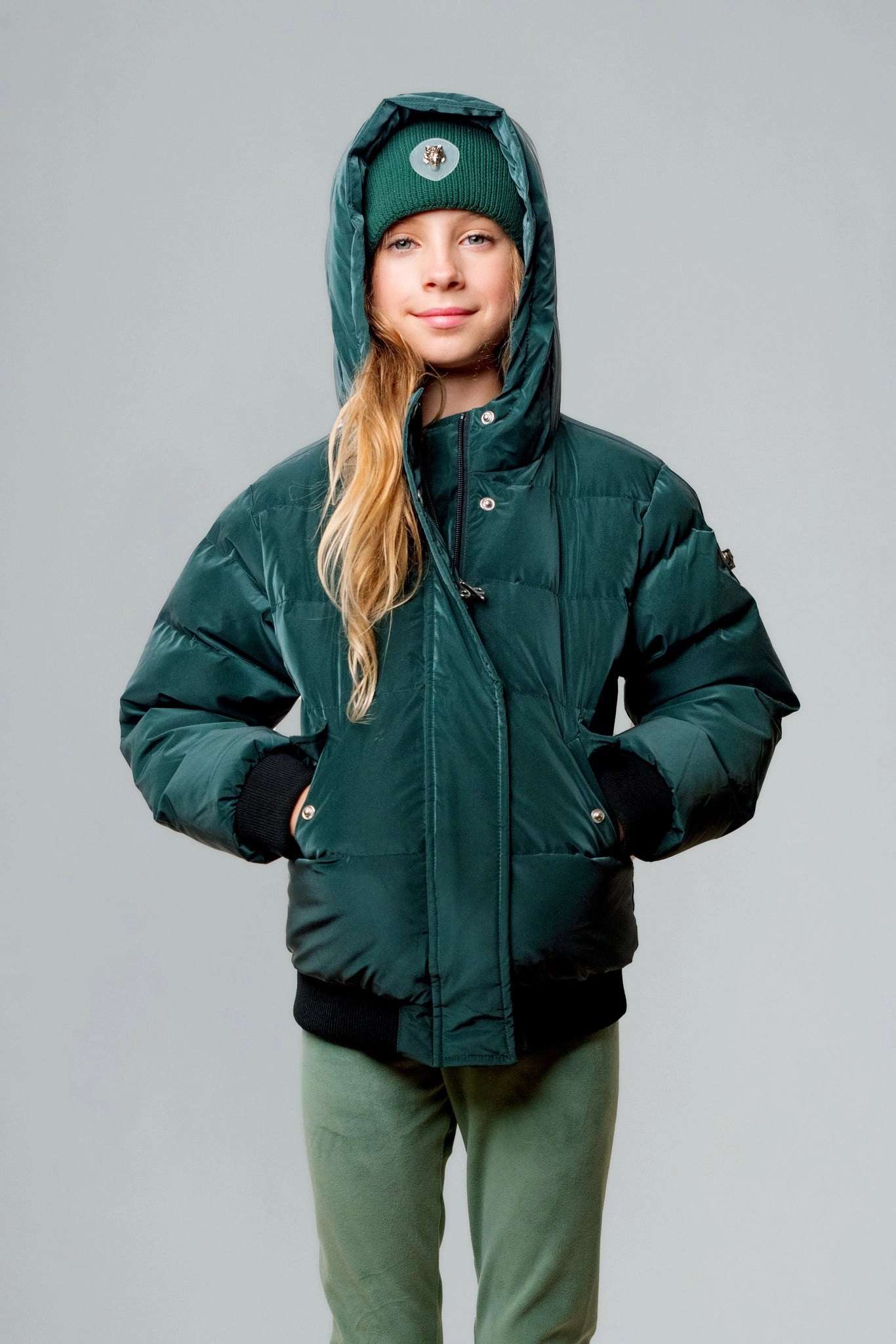 Kids' Unisex Chickadee Coat - Green Diamond