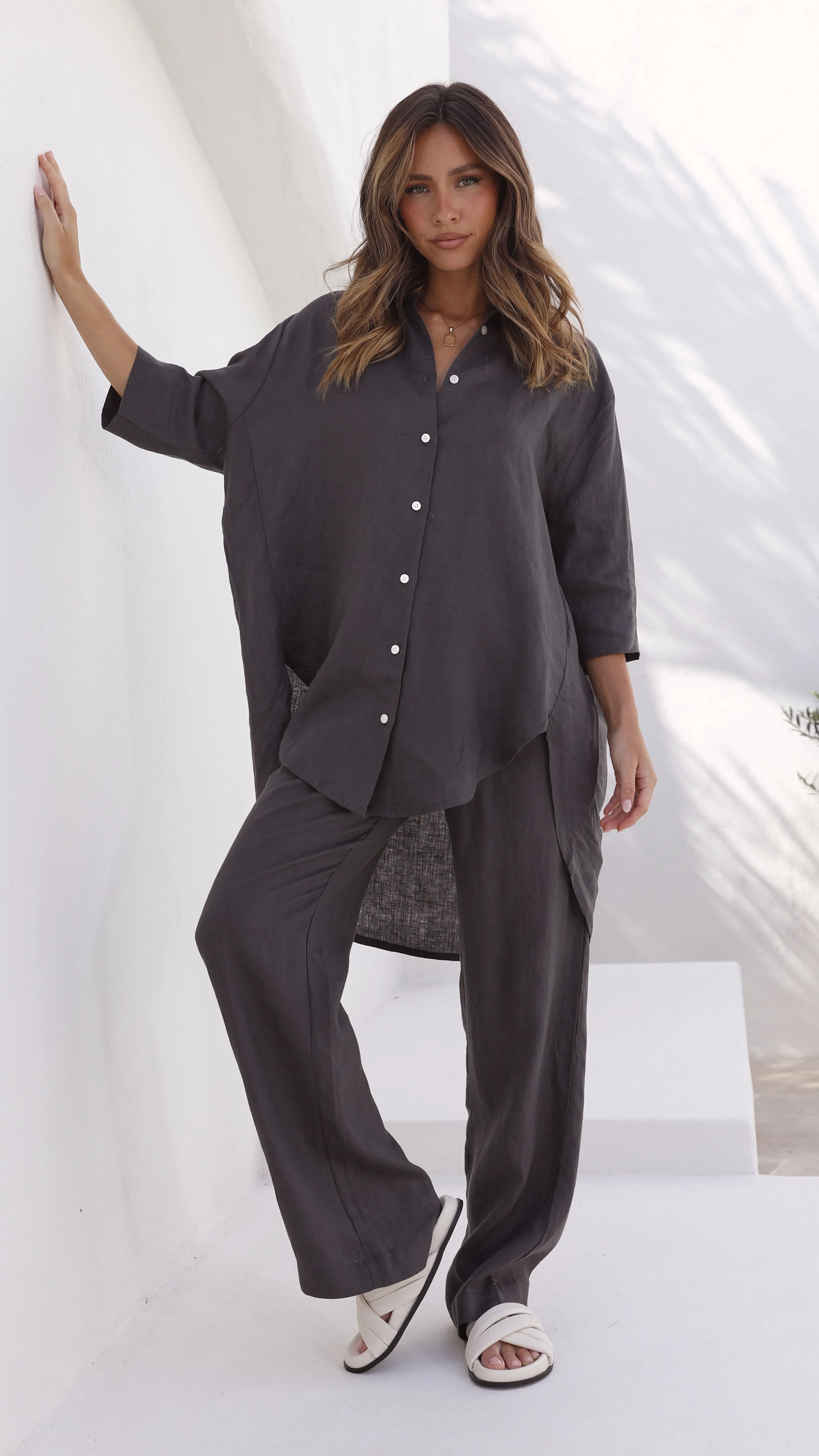 Linen Lounge Pant - Coal