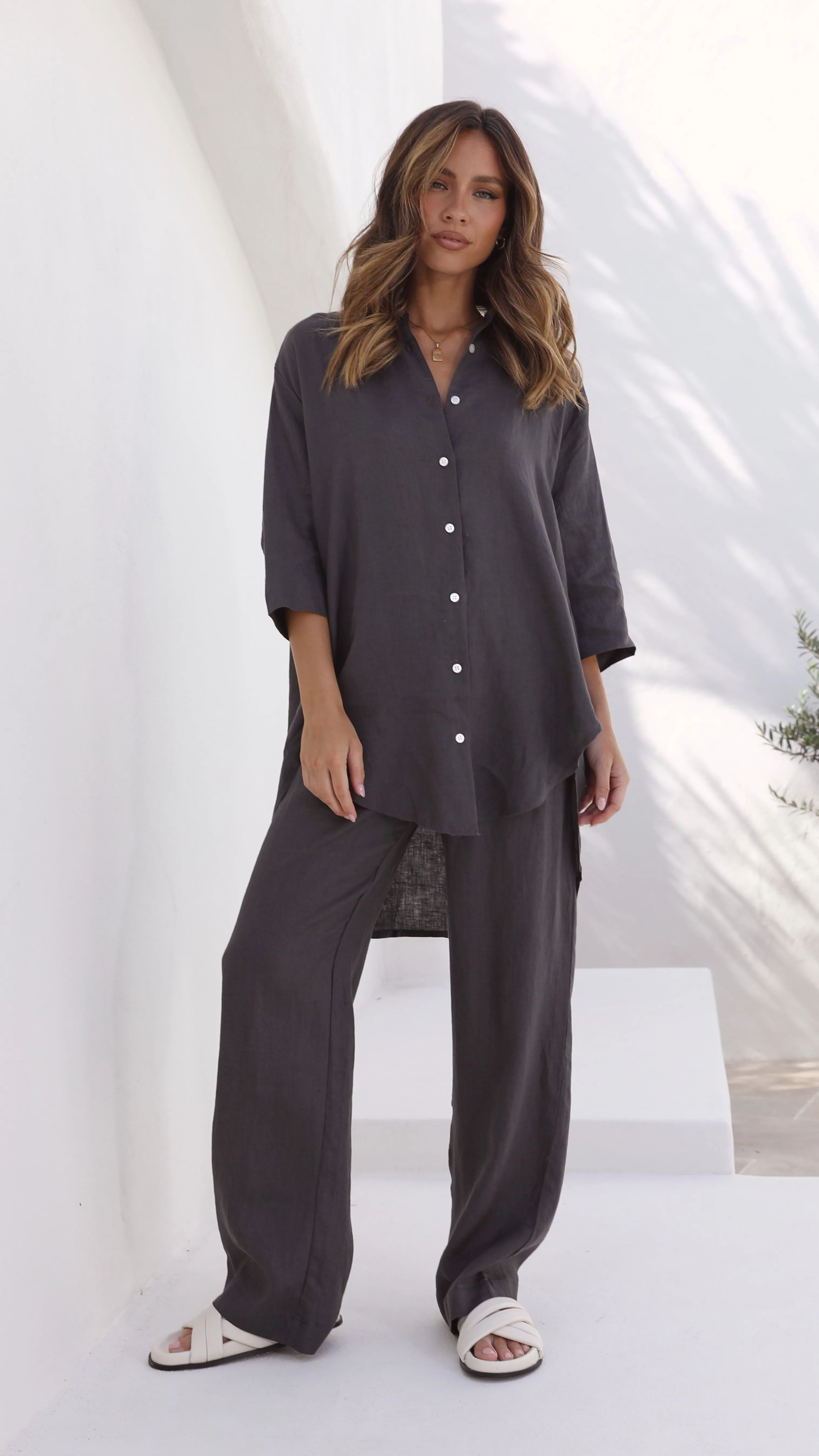 Linen Lounge Pant - Coal