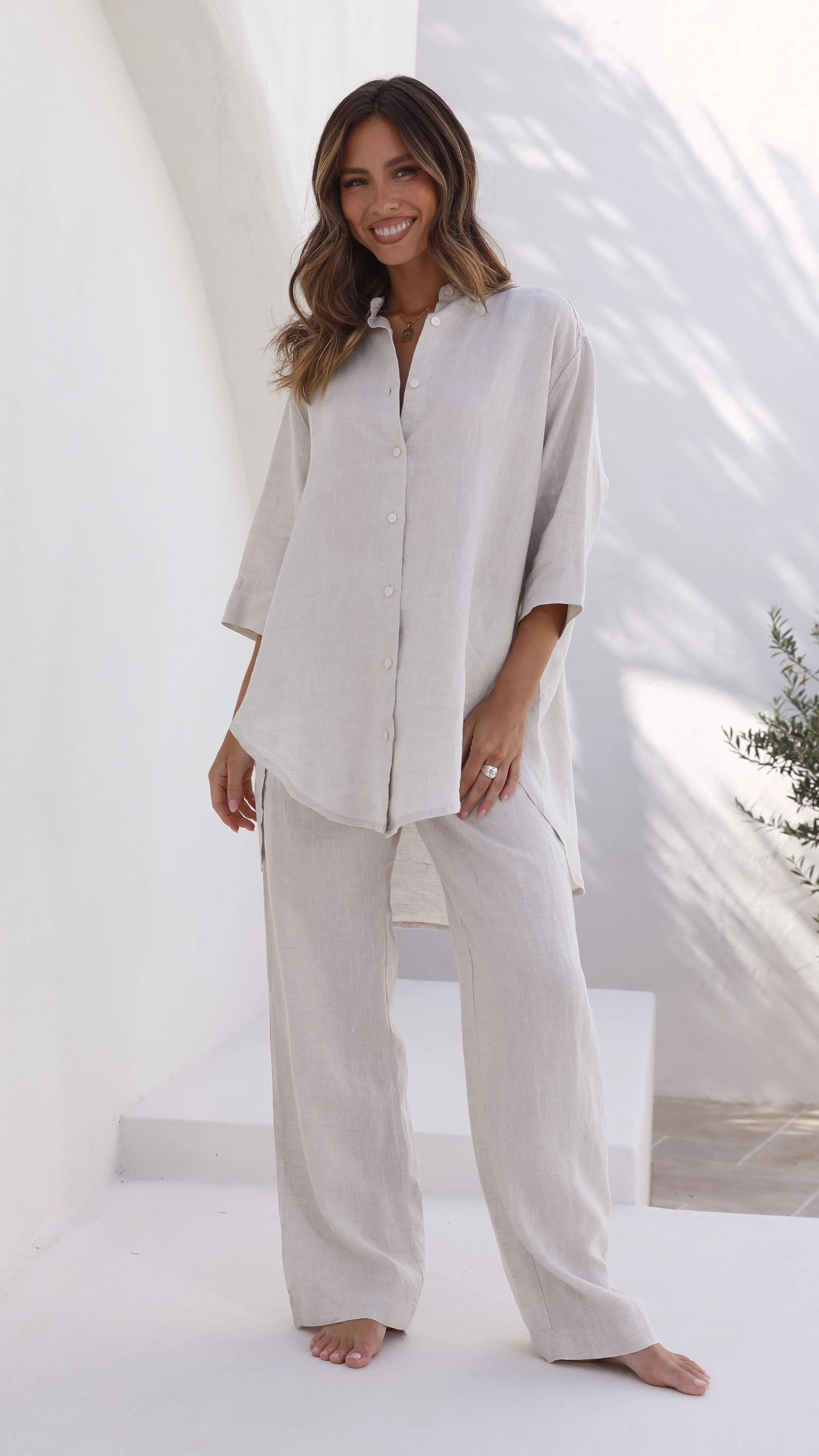 Linen Lounge Pant - Natural