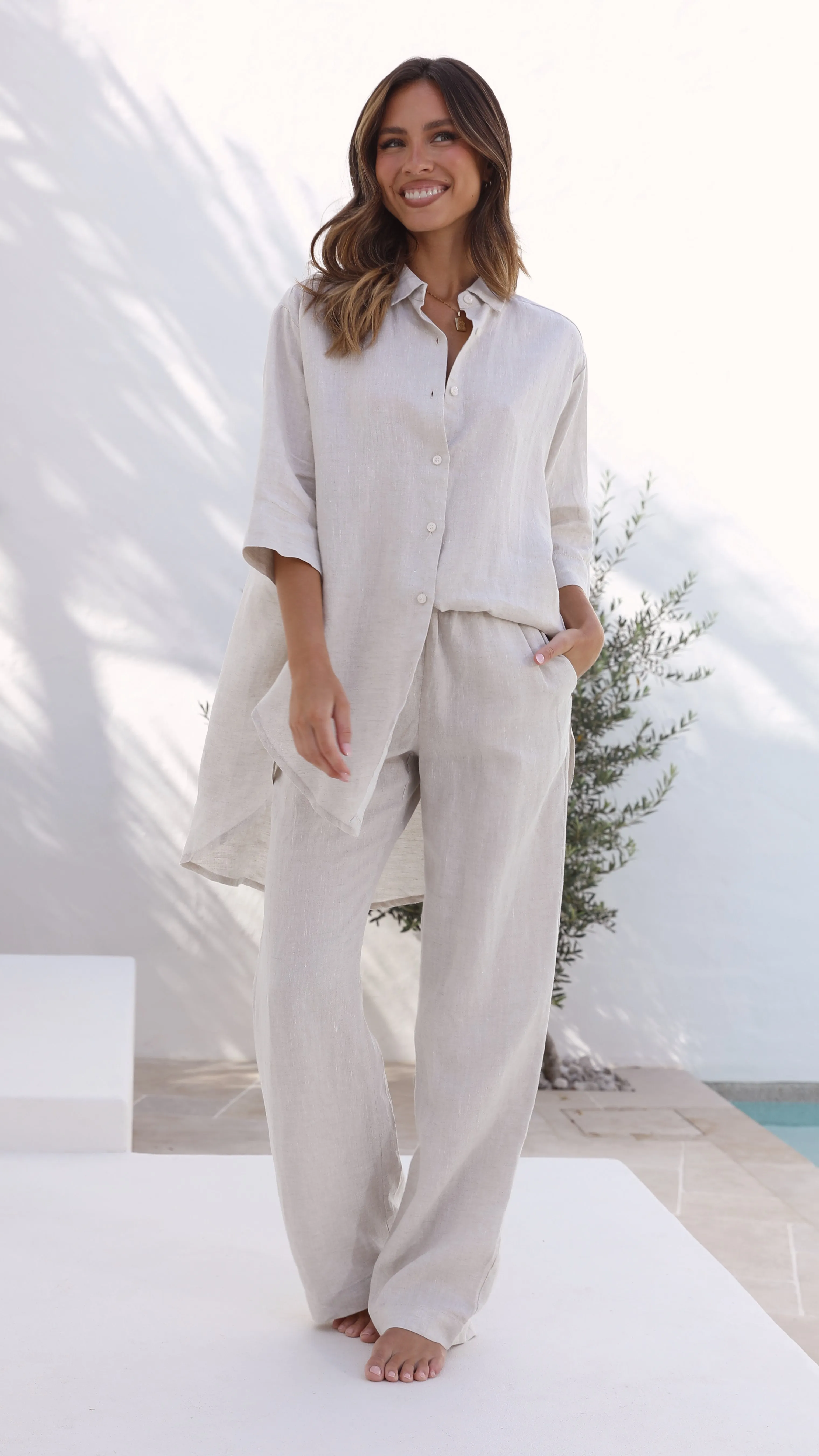 Linen Lounge Pant - Natural