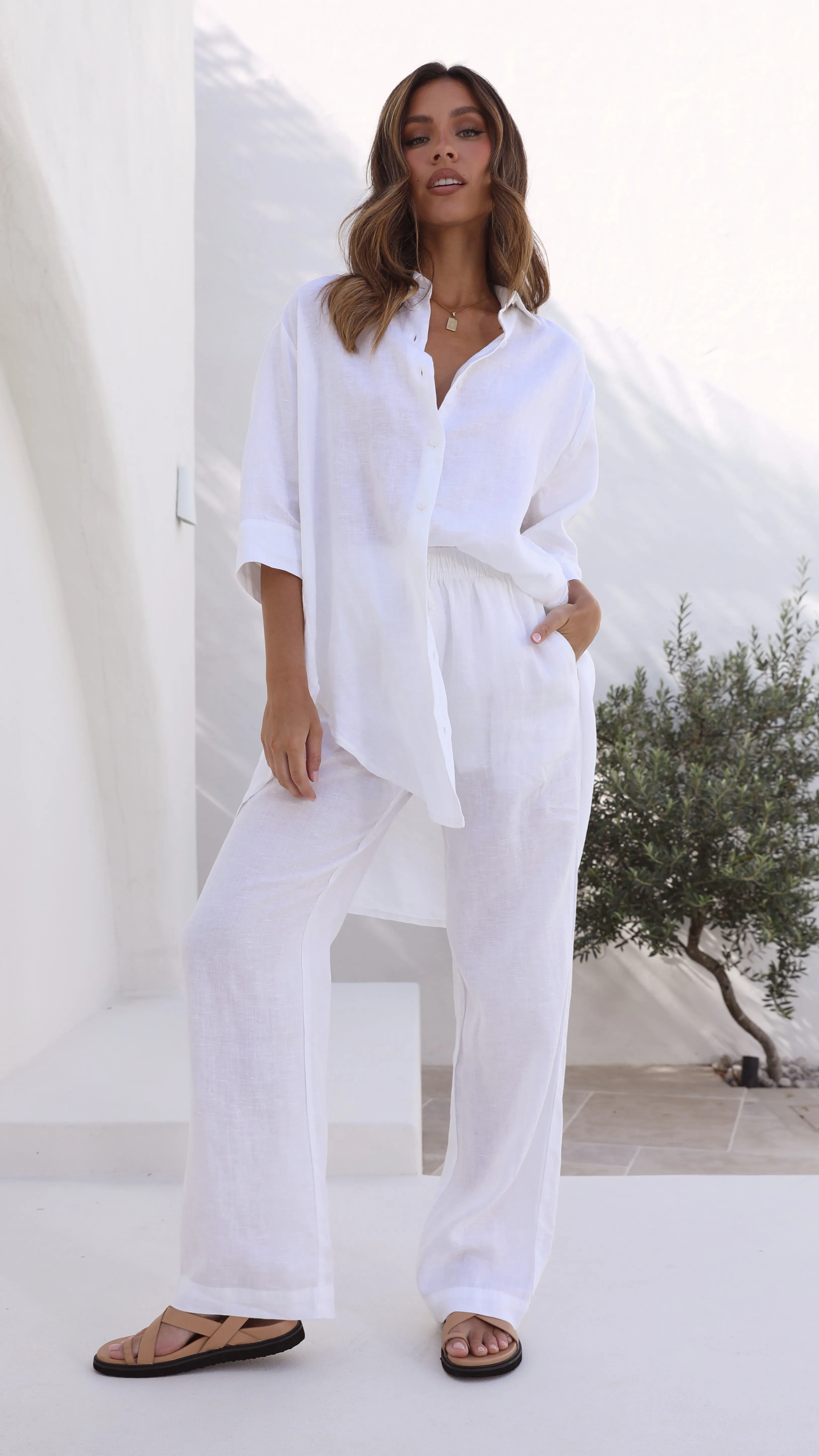 Linen Lounge Pant - White