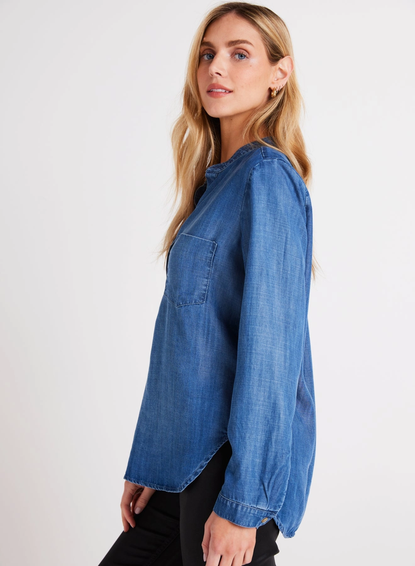 Long Sleeve Pocket Henley - Moonlit Haze Wash