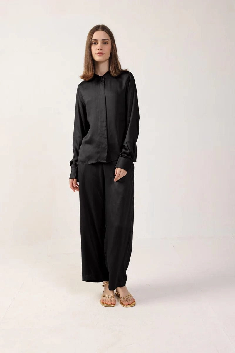 Long Sleeve Satin TENCEL™ Betsy Blouse | Multiple Colours