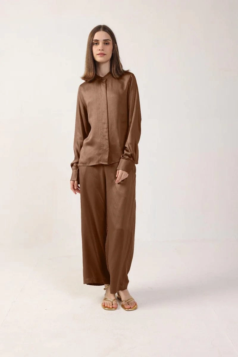 Long Sleeve Satin TENCEL™ Betsy Blouse | Multiple Colours
