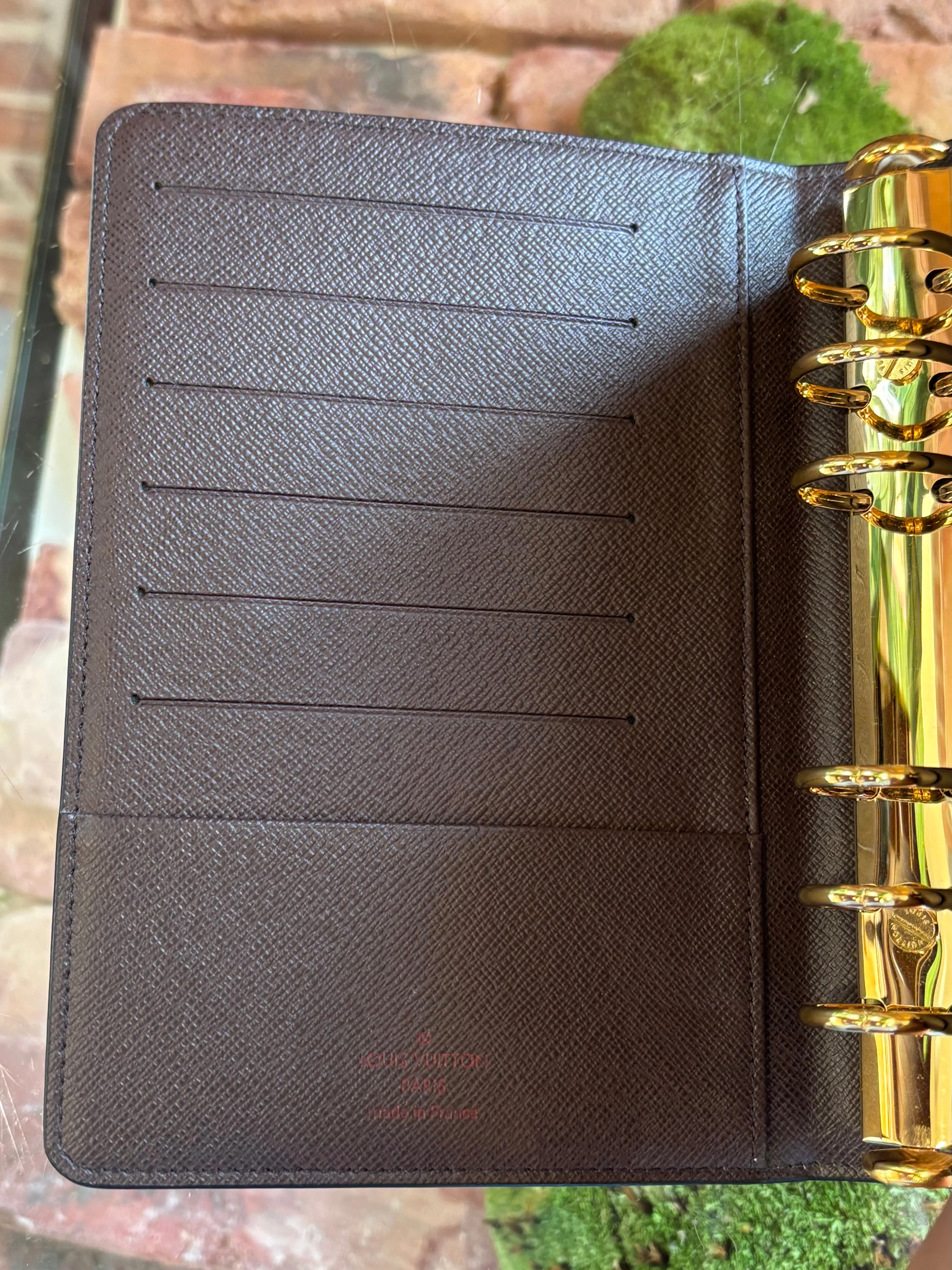 LOUIS VUITTON Damier Ebene Medium Ring Agenda Cover