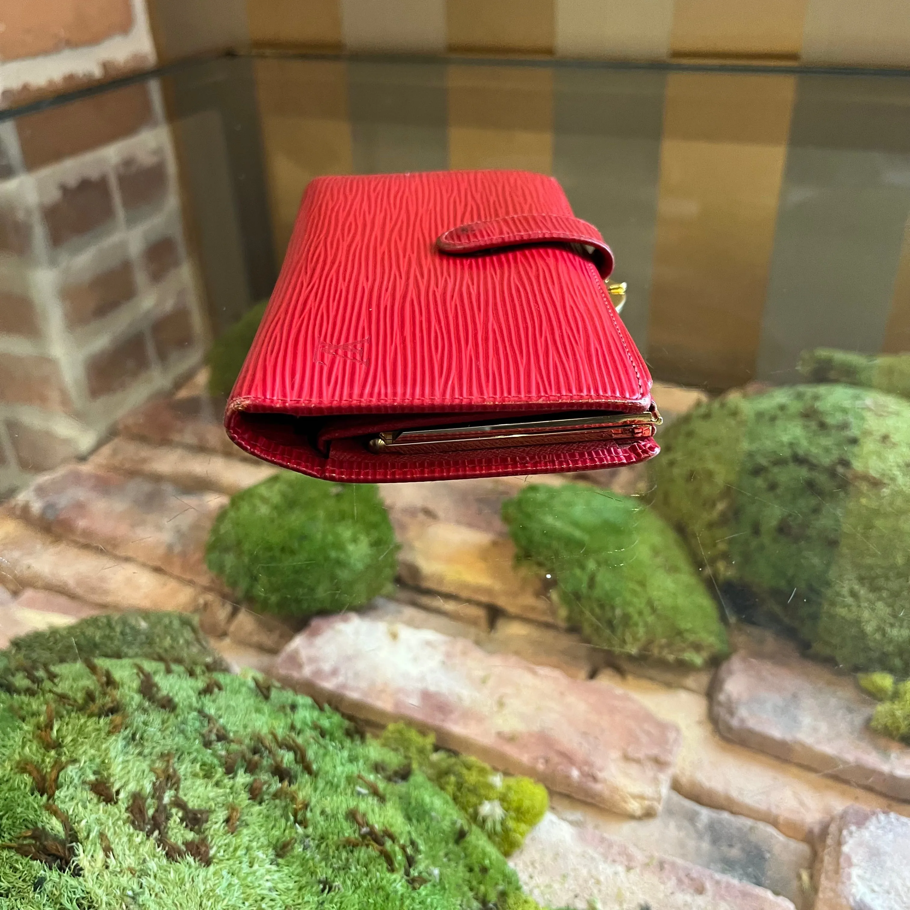 LOUIS VUITTON Vintage Castilian Red Epi Leather French Purse Wallet