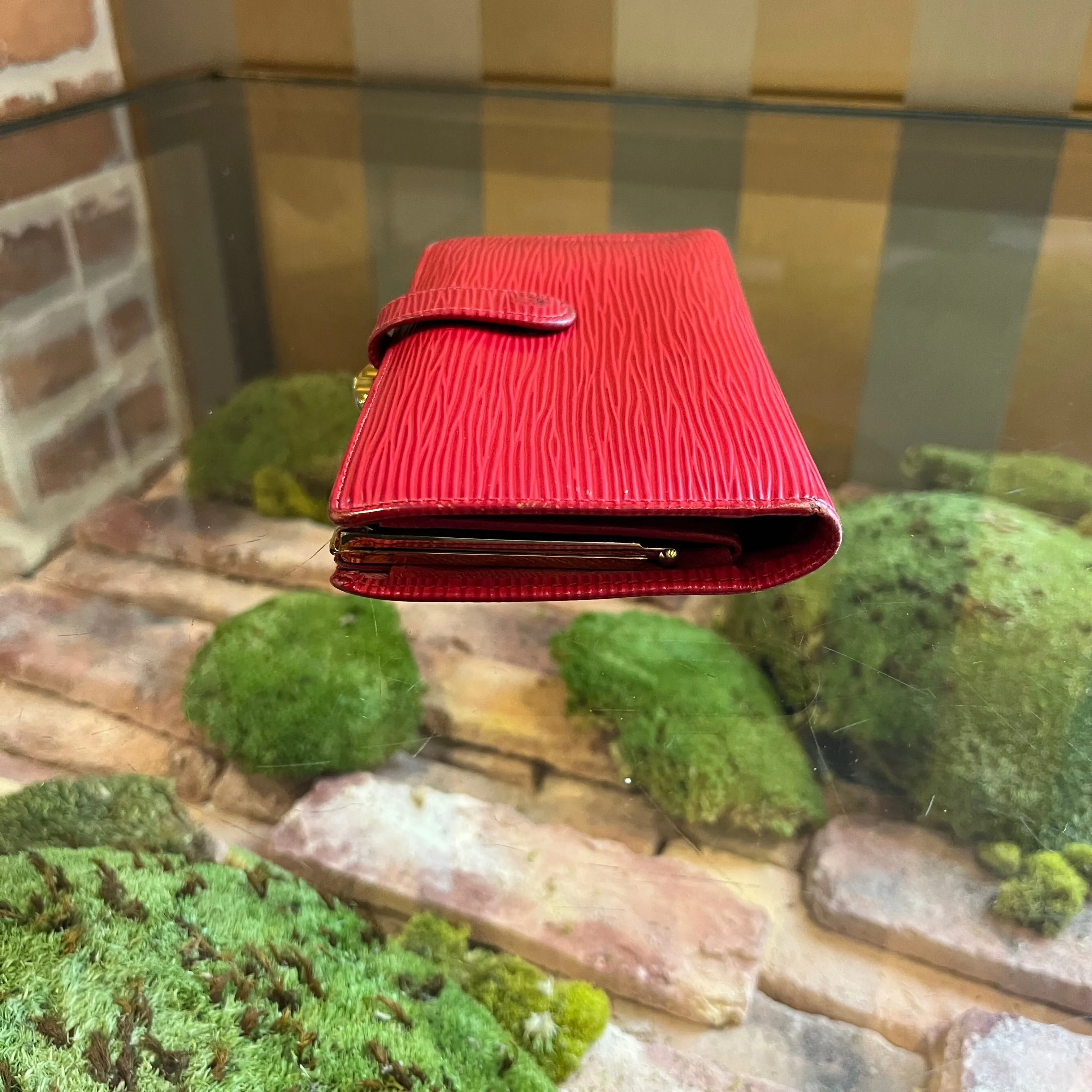 LOUIS VUITTON Vintage Castilian Red Epi Leather French Purse Wallet