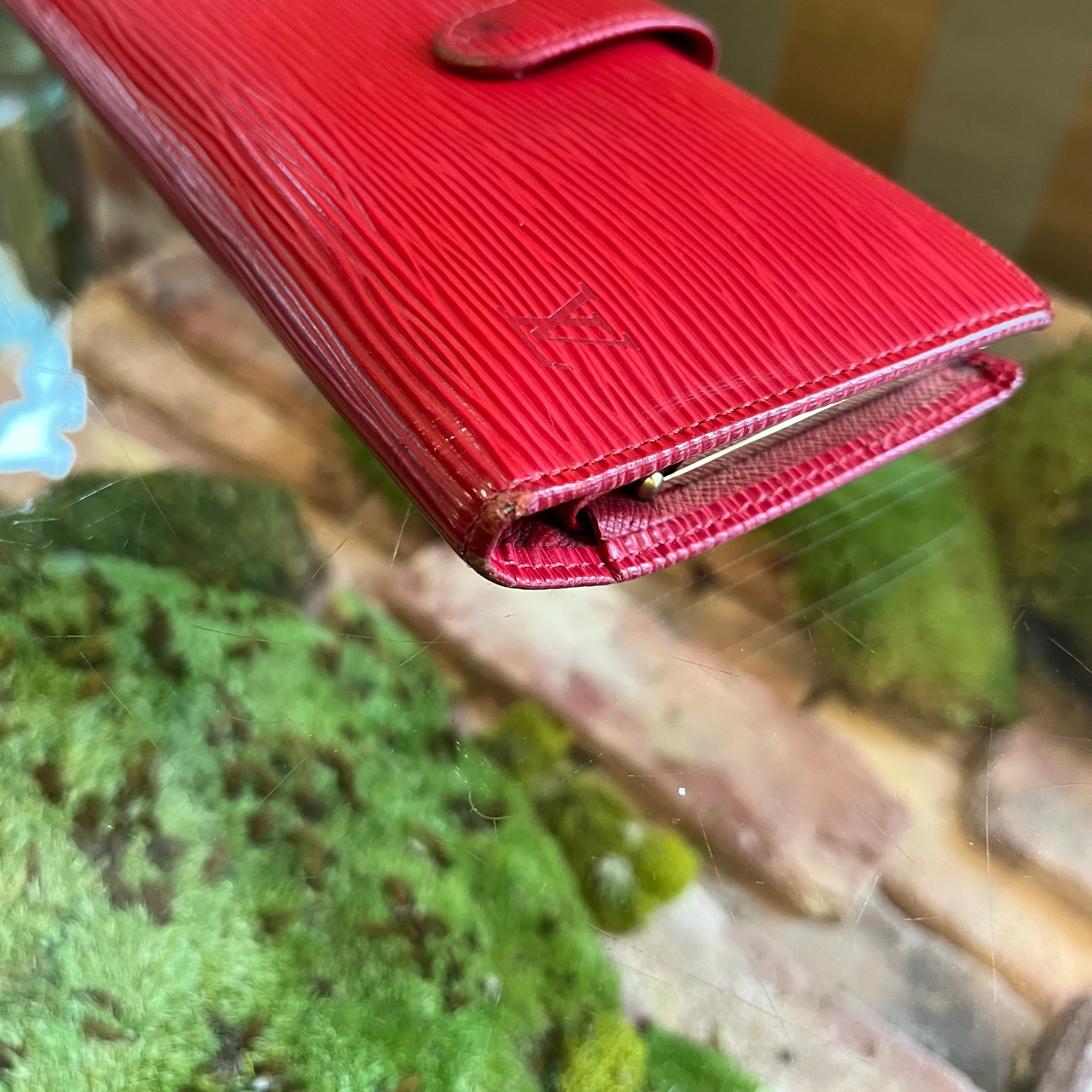 LOUIS VUITTON Vintage Castilian Red Epi Leather French Purse Wallet