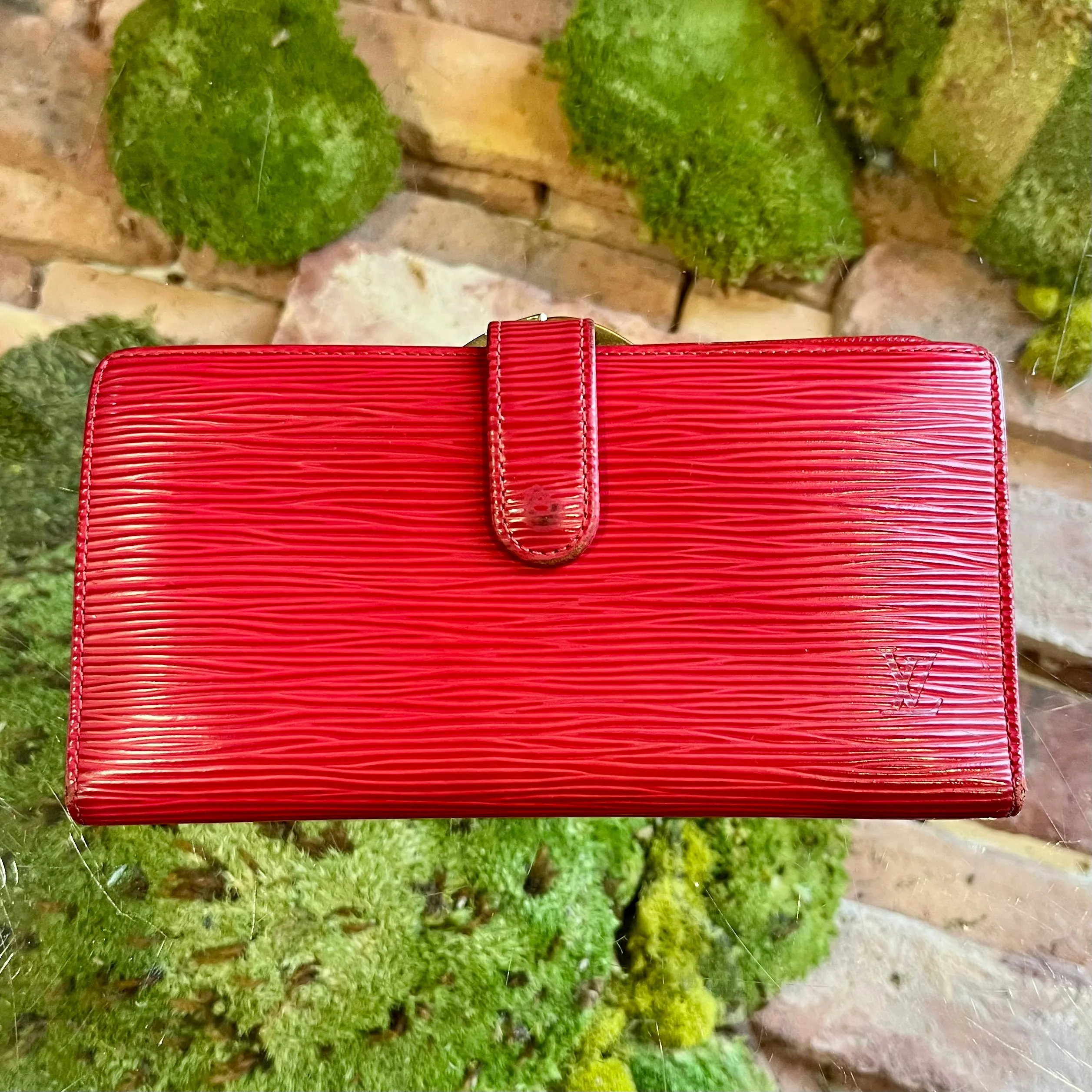 LOUIS VUITTON Vintage Castilian Red Epi Leather French Purse Wallet