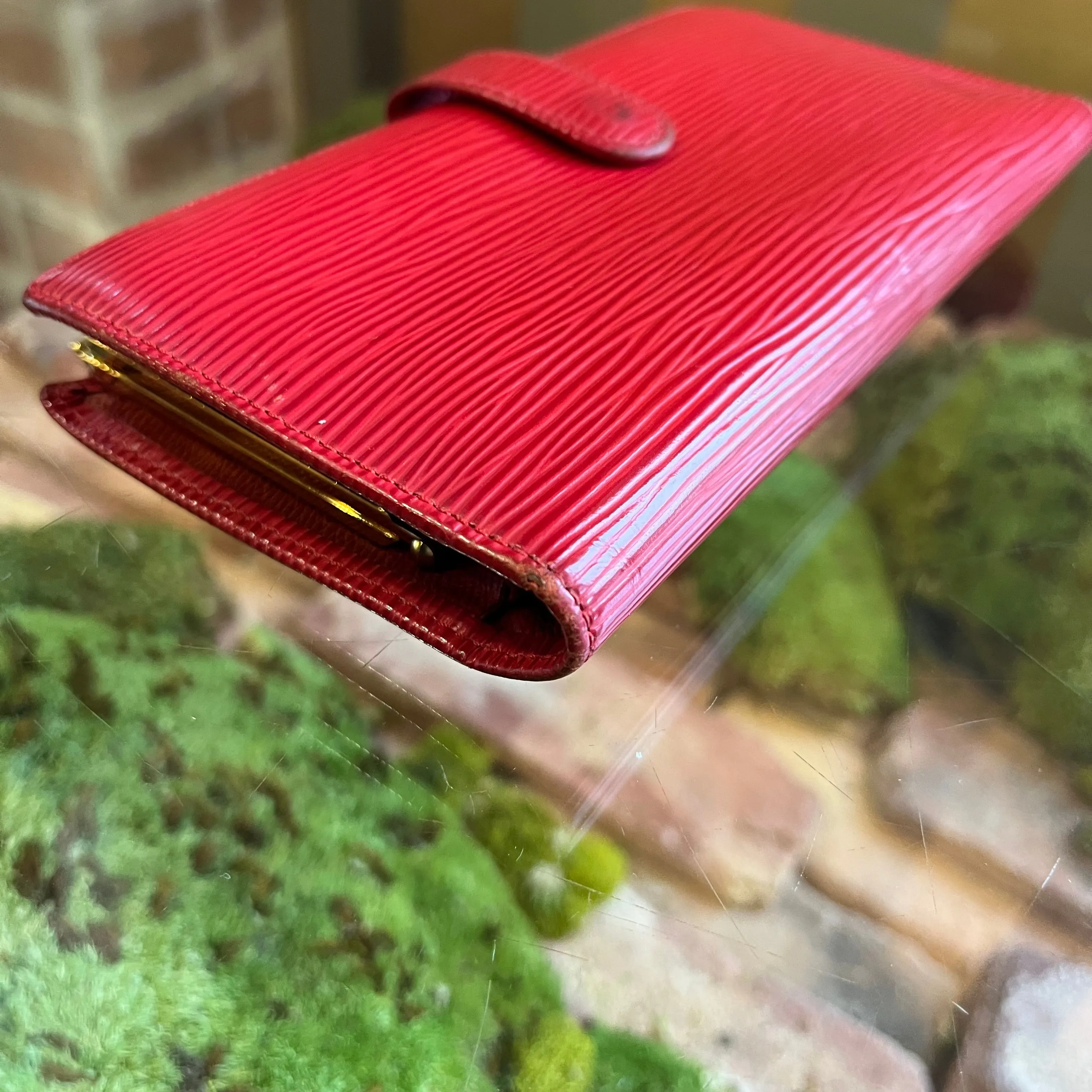 LOUIS VUITTON Vintage Castilian Red Epi Leather French Purse Wallet