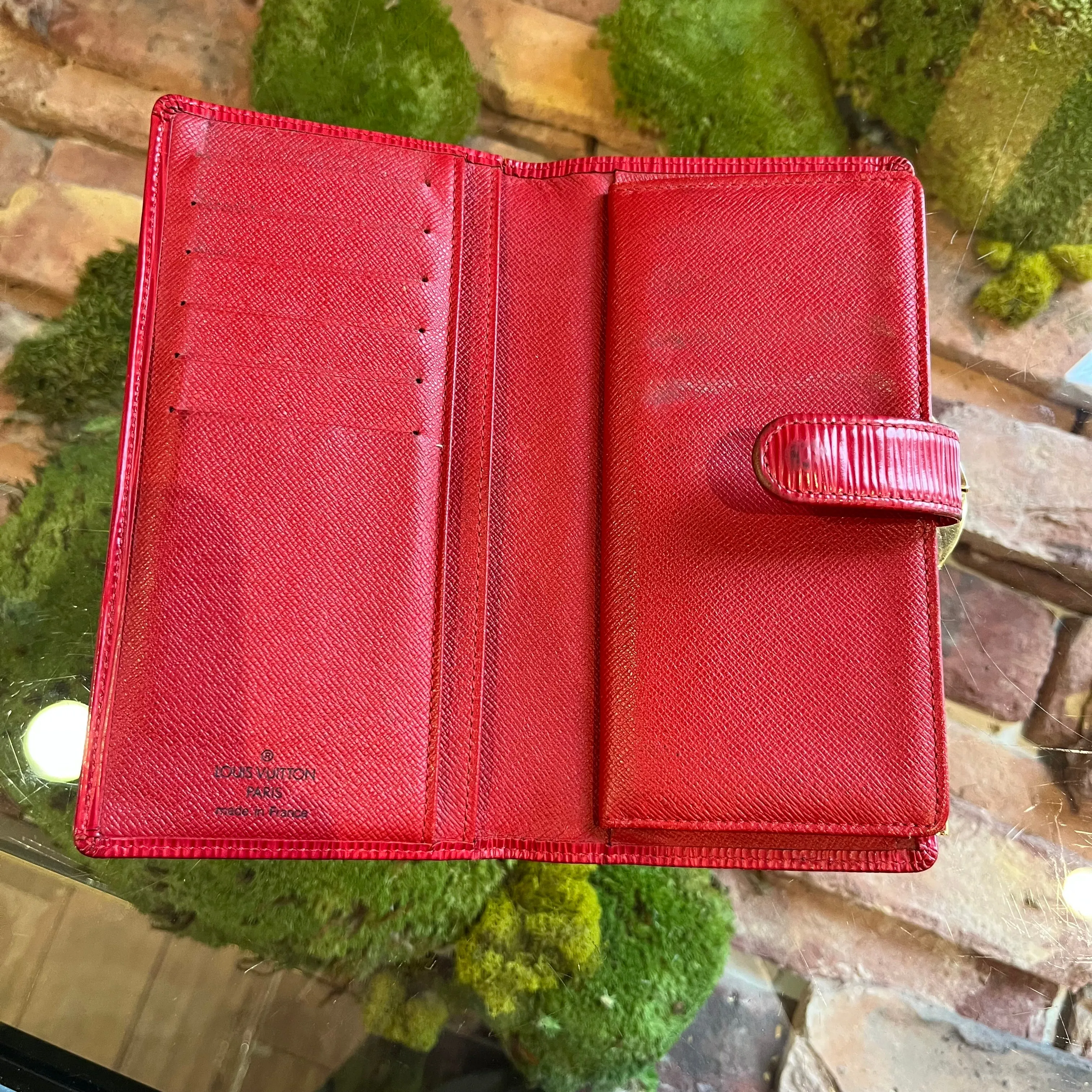 LOUIS VUITTON Vintage Castilian Red Epi Leather French Purse Wallet