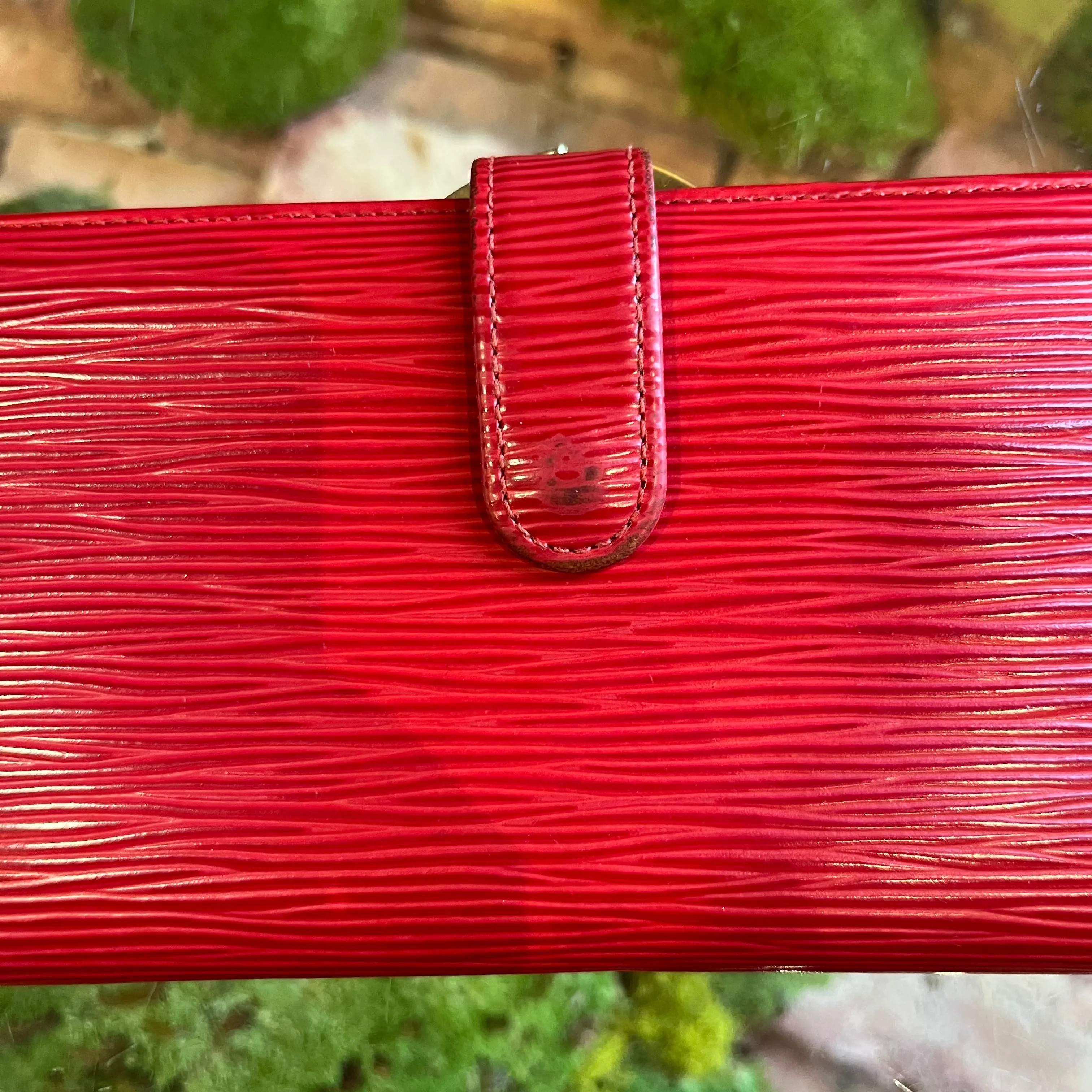 LOUIS VUITTON Vintage Castilian Red Epi Leather French Purse Wallet