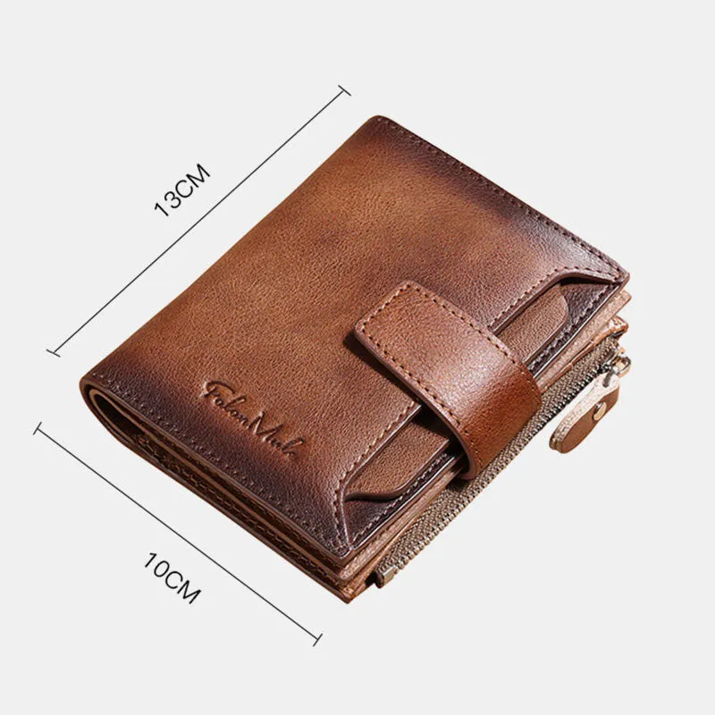 Men Genuine Leather Bifold RFID-Blocking 18 Card Slot Retro Large Capacity Foldable Card Holder Wallet Coin Purse Driver's License Wallet