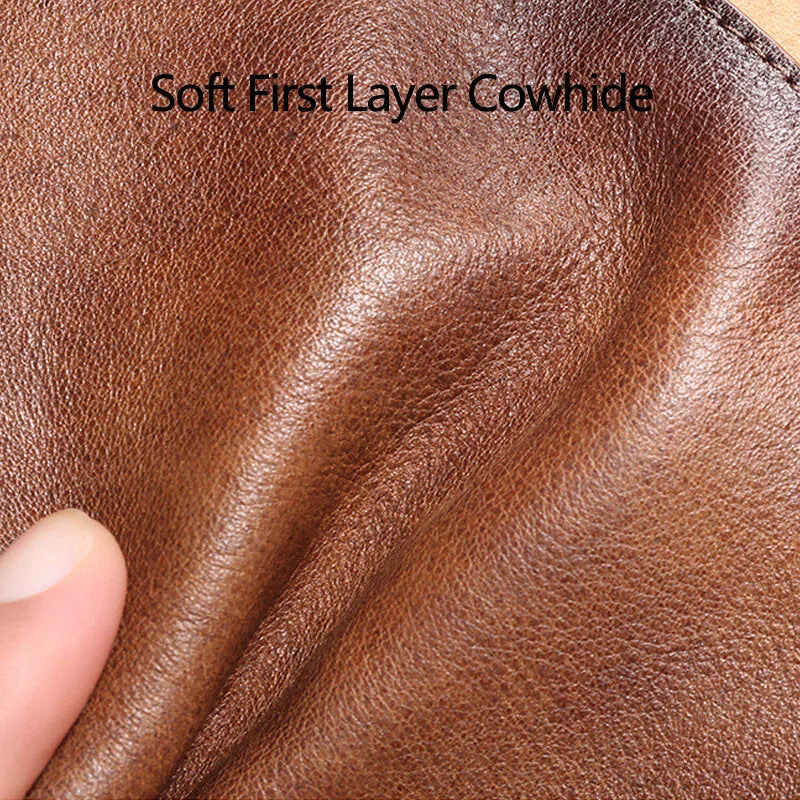 Men Genuine Leather Bifold RFID-Blocking 18 Card Slot Retro Large Capacity Foldable Card Holder Wallet Coin Purse Driver's License Wallet