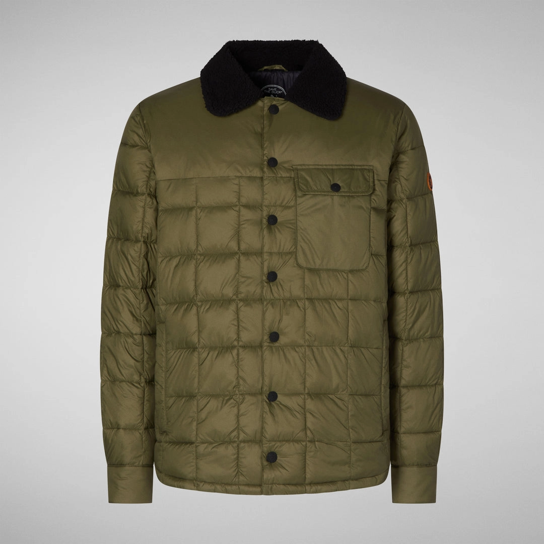 MEN'S BOB FAUX FUR LINED PUFFER JACKET IN DUSTY OLIVE