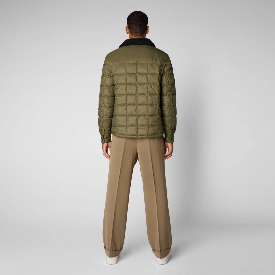 MEN'S BOB FAUX FUR LINED PUFFER JACKET IN DUSTY OLIVE