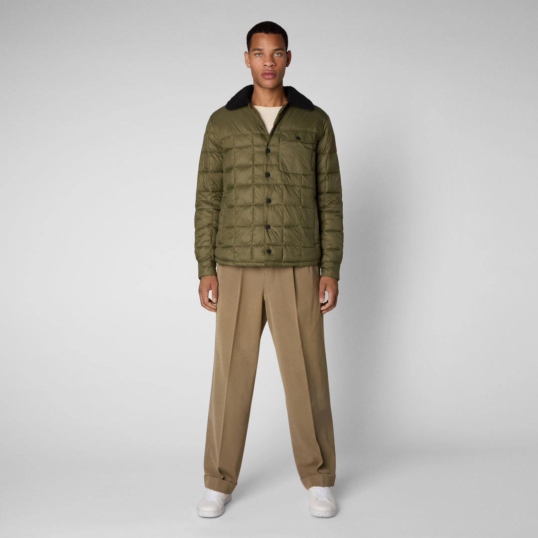 MEN'S BOB FAUX FUR LINED PUFFER JACKET IN DUSTY OLIVE