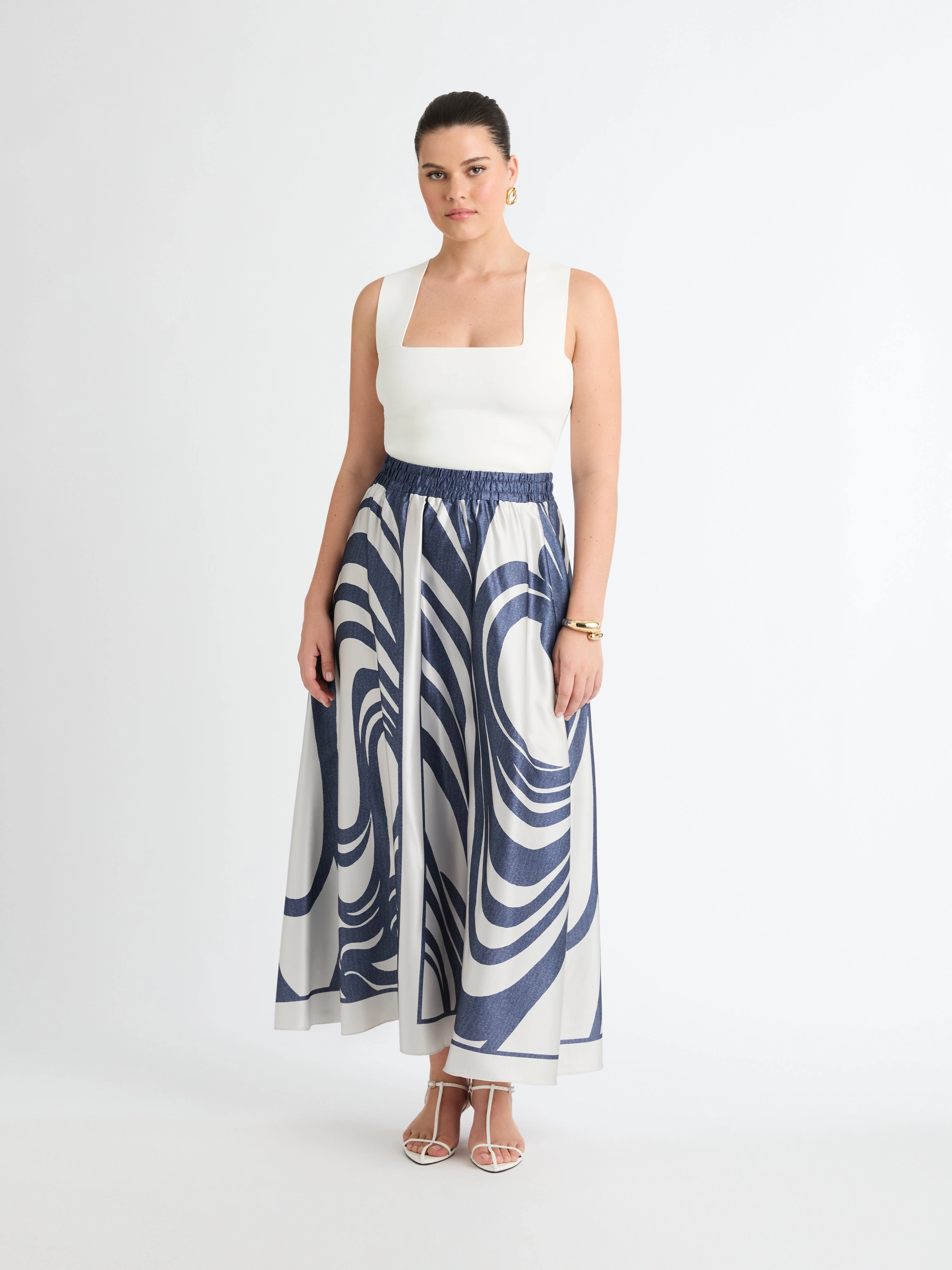 MIRA SWIRL MIDI SKIRT