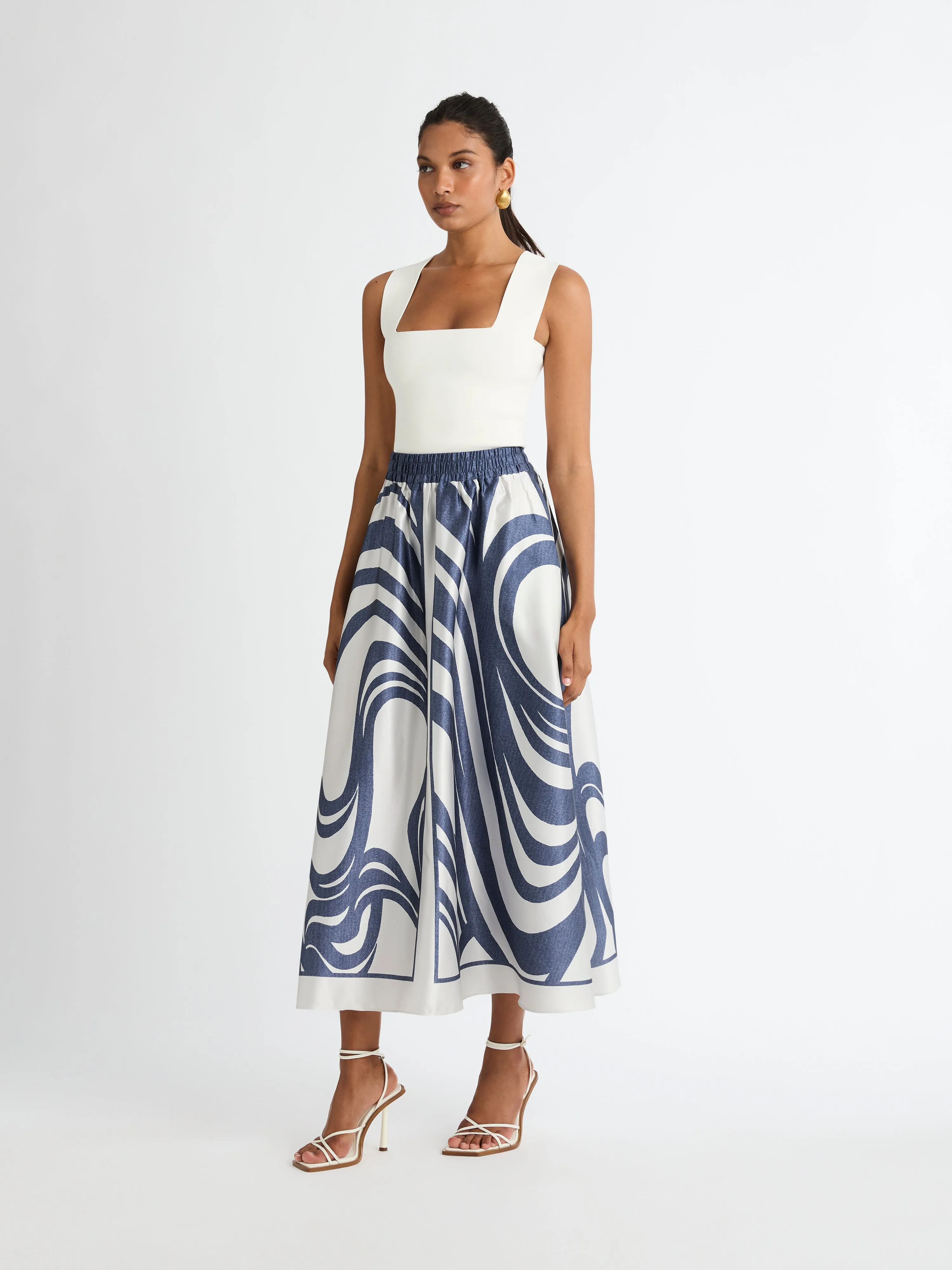 MIRA SWIRL MIDI SKIRT