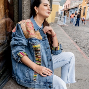 OOAK EMBELLISHED DENIM JACKET - SIZE XL - NO. 13767