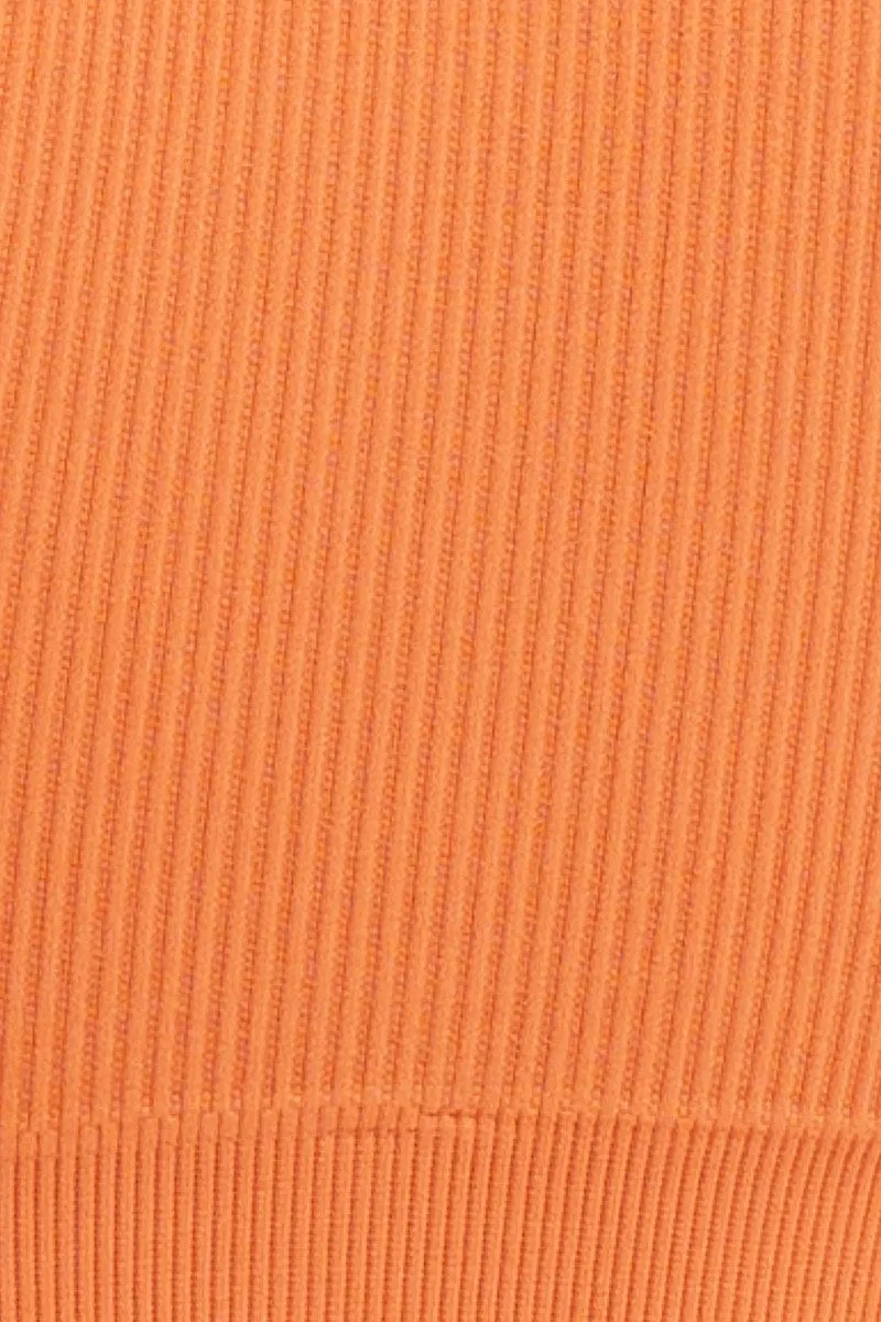Orange Seamless Activewear V Neck Singlet Top