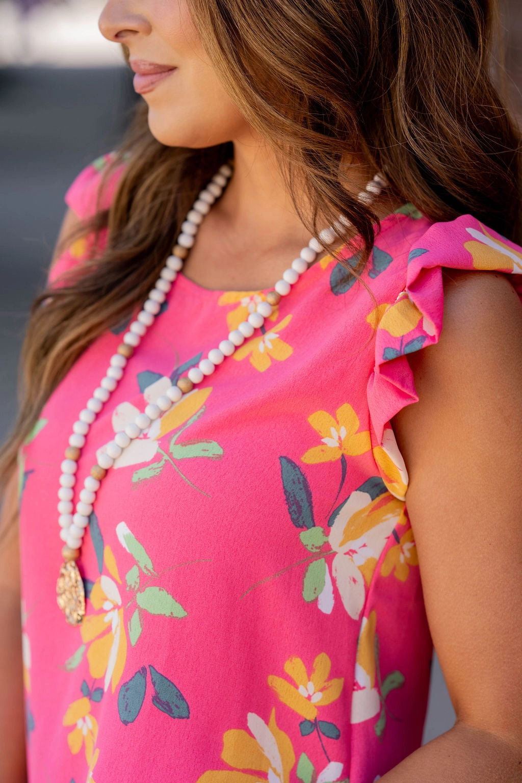 Painted Petals Ruffle Trim Tank