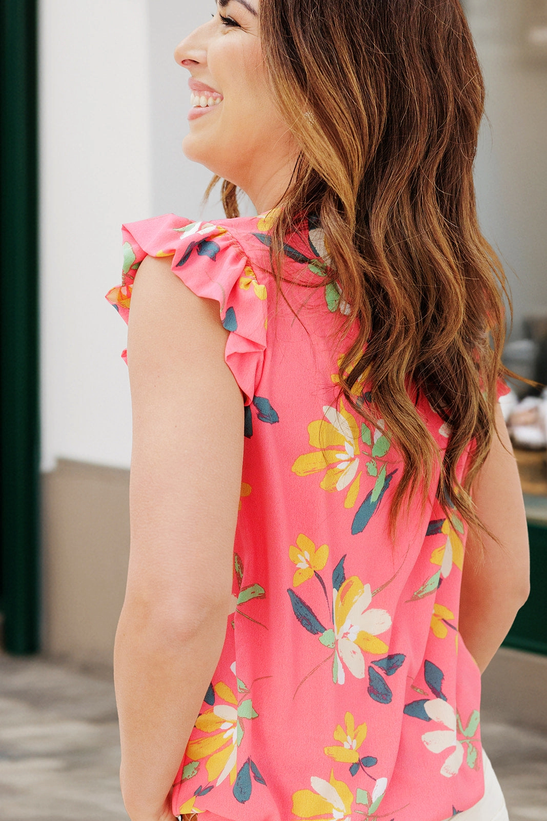 Painted Petals Ruffle Trim Tank