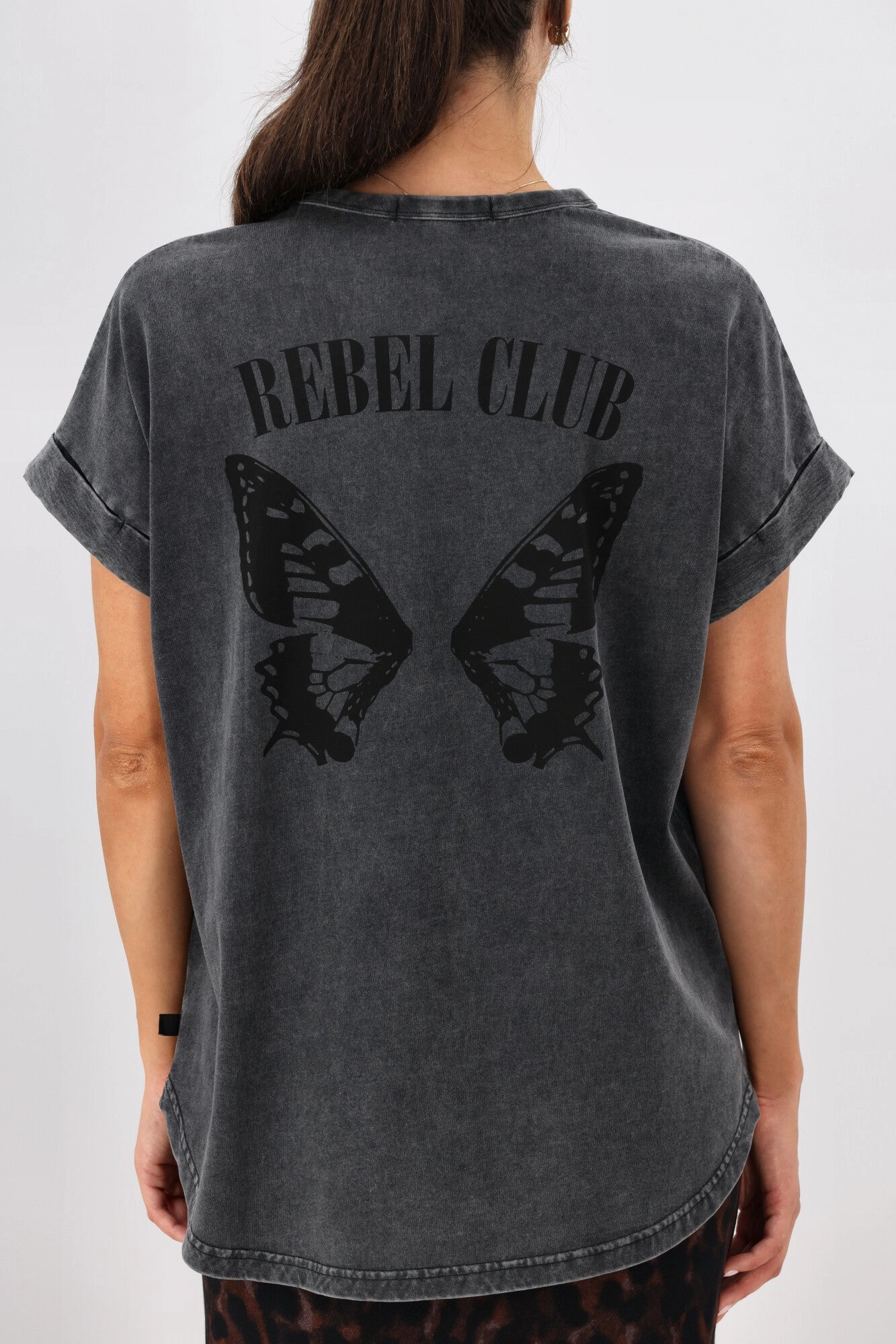 Rebel Club Butterfly Wings Capsleeve Tee Acid Black