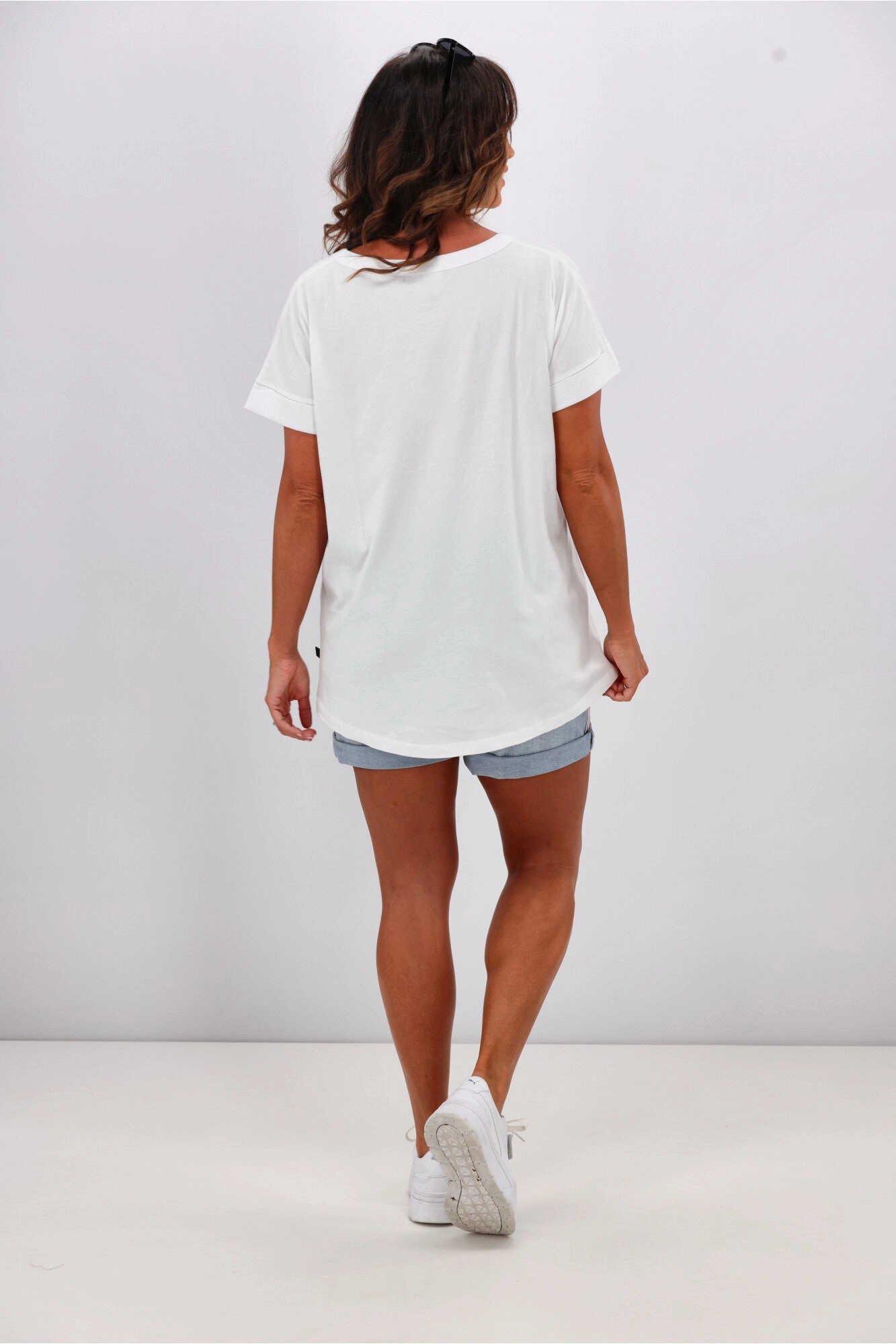 Rebel Club by Shine On Checkered Charm Love Cap Sleeve Tee White
