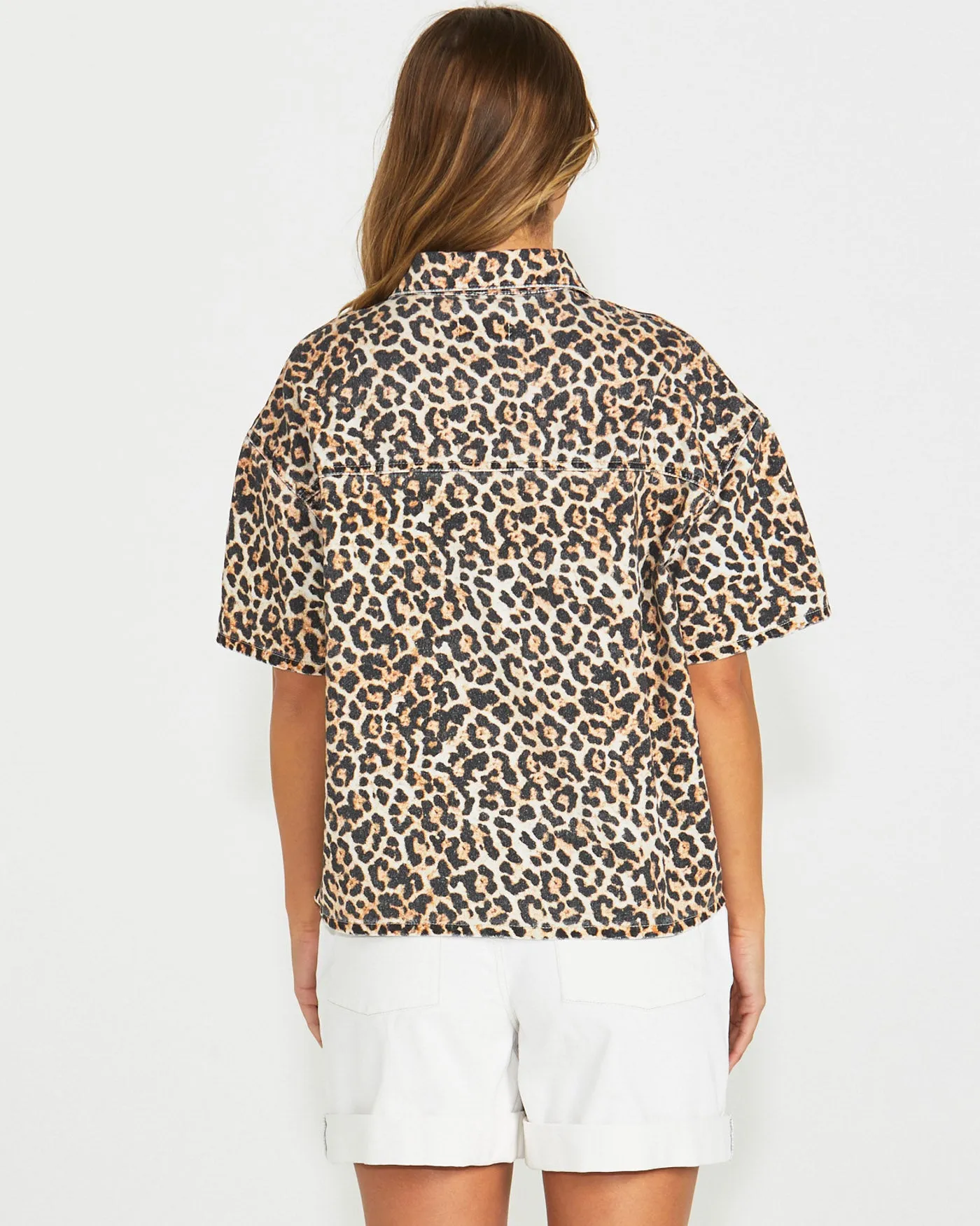 Sass Wyatt Short Sleeve Denim Shirt Vintage Animal