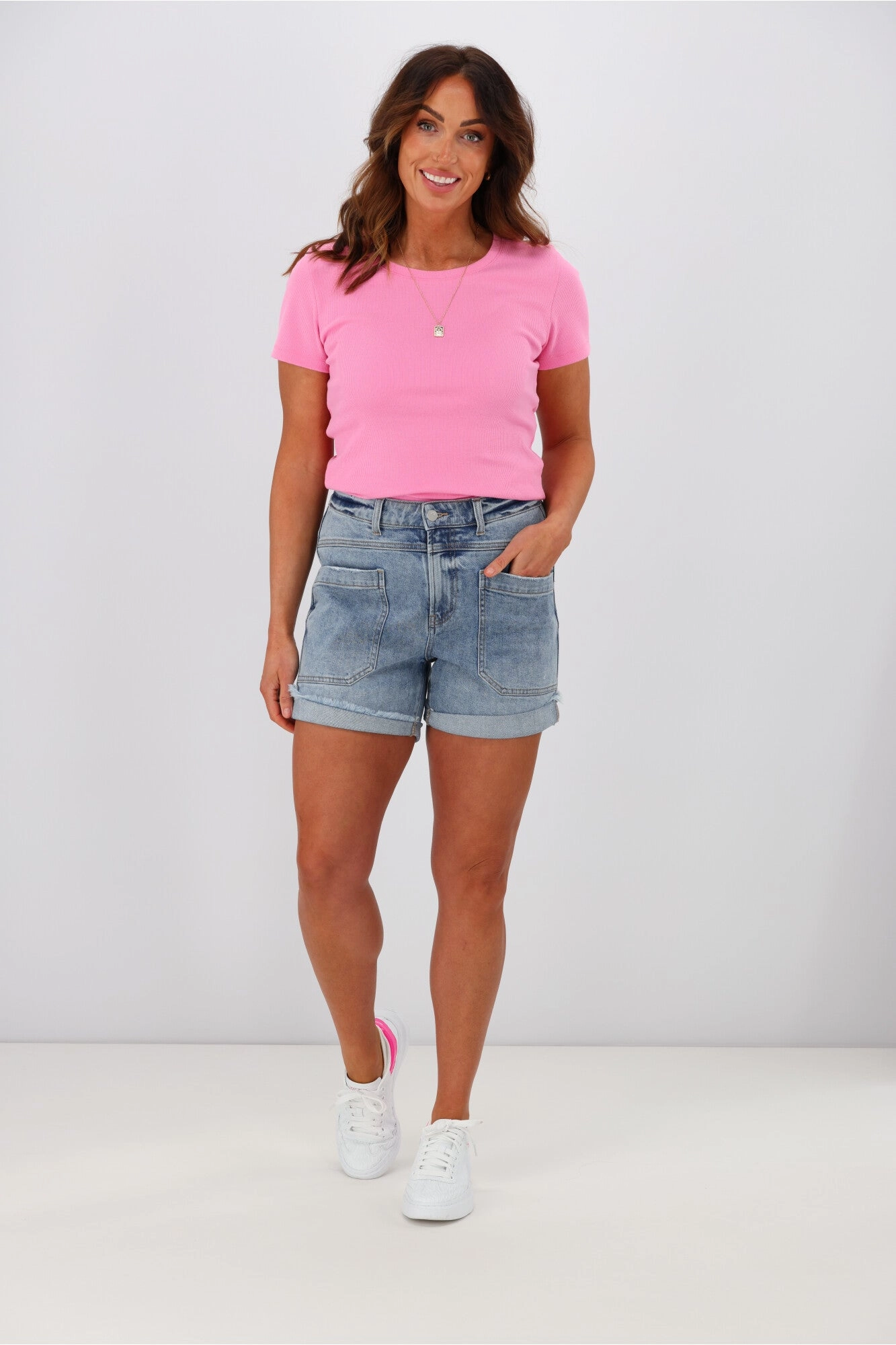 Shine On Label Reggie Denim Patch Pocket Shorts