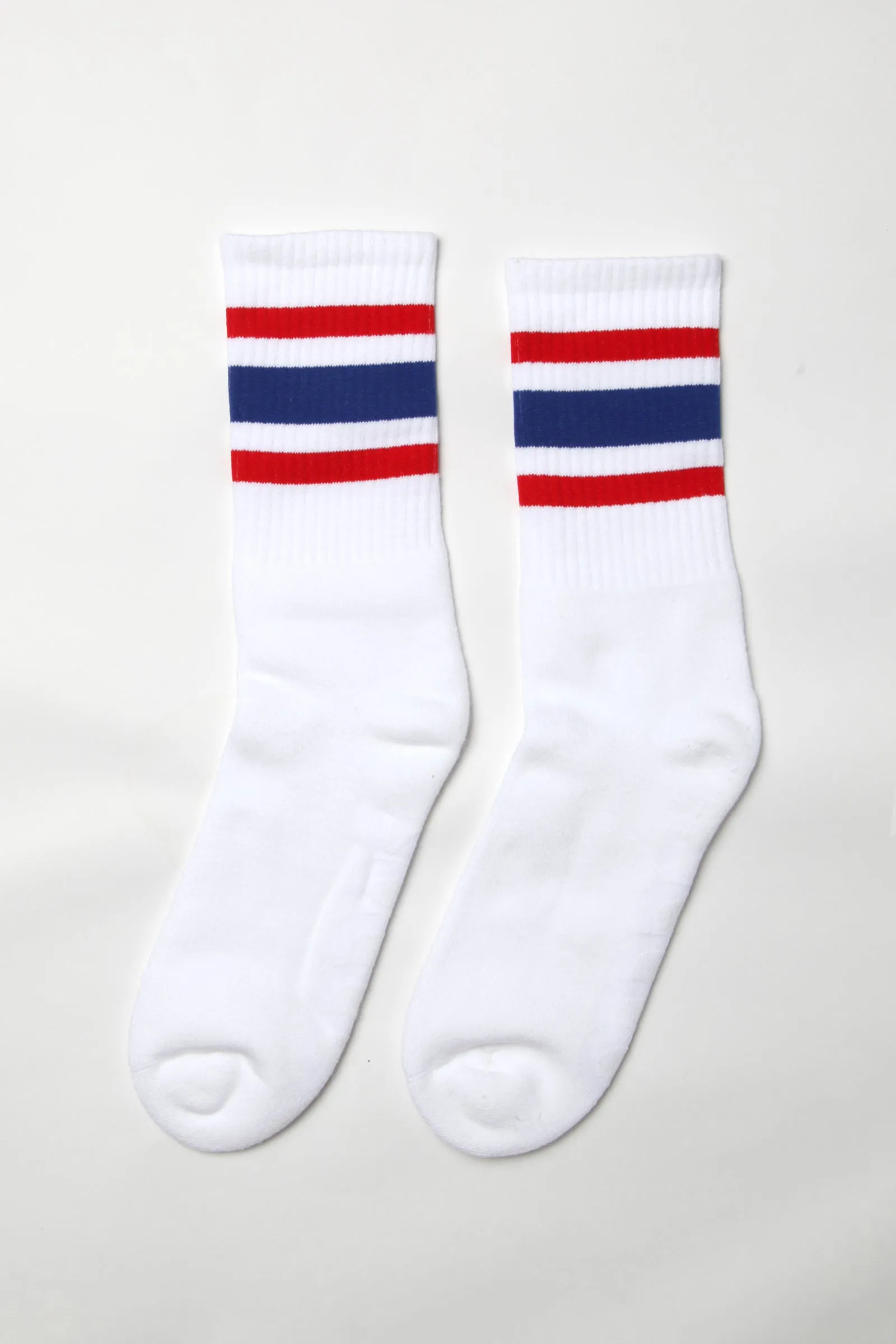 Socco - Striped Crew Socks - Red/Blue/White