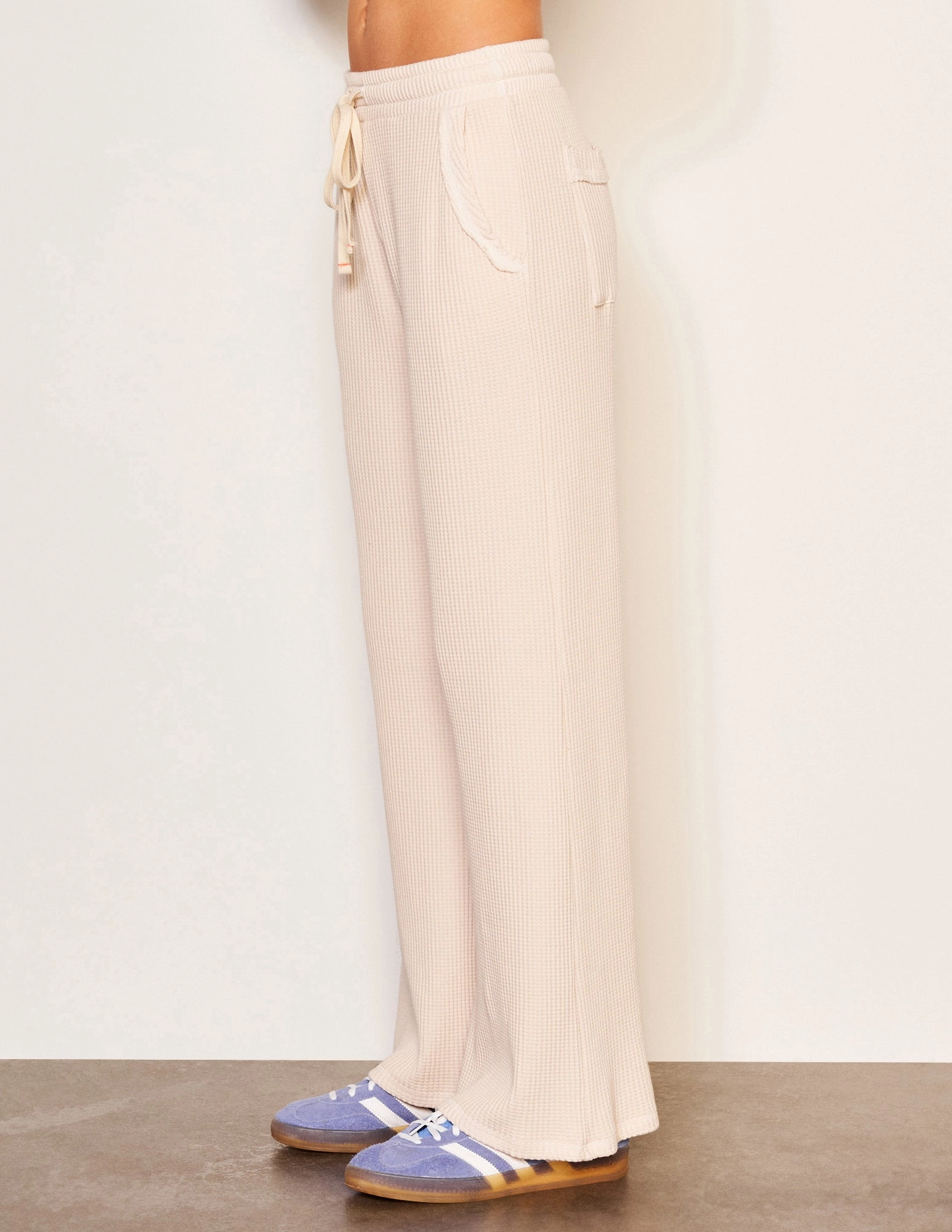 Sundry Thermal Wide Leg Pant in Oyster