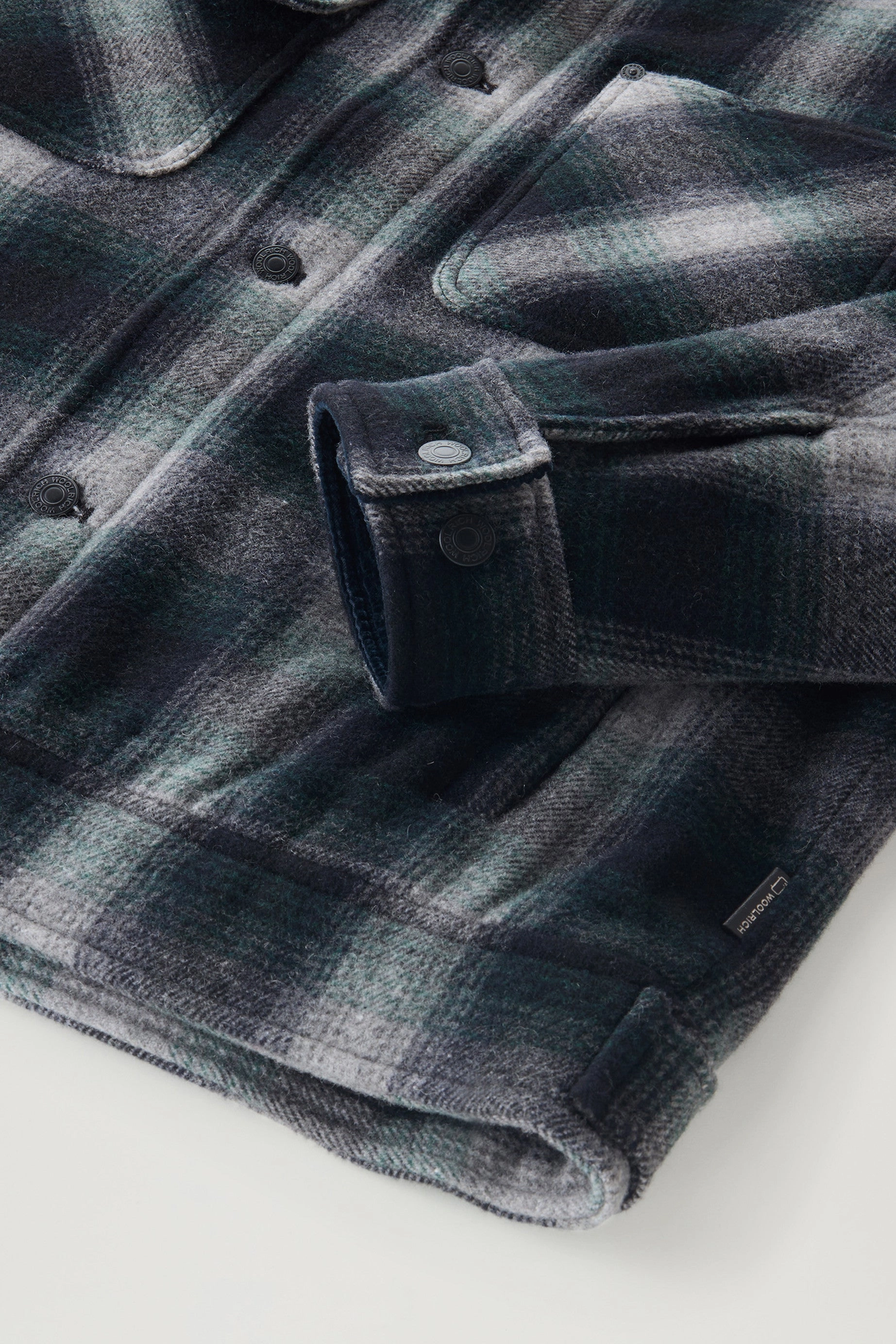 Trucker Padded Jacket in Recycled Wool Blend Hombre Grey