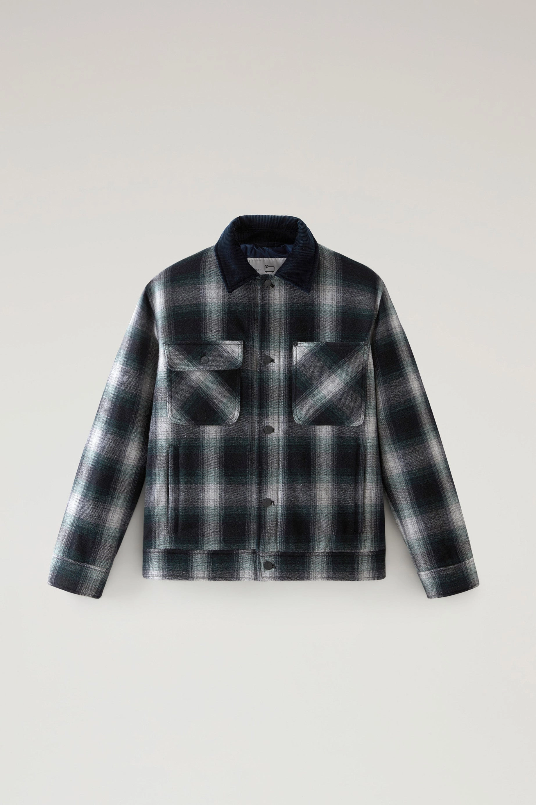 Trucker Padded Jacket in Recycled Wool Blend Hombre Grey