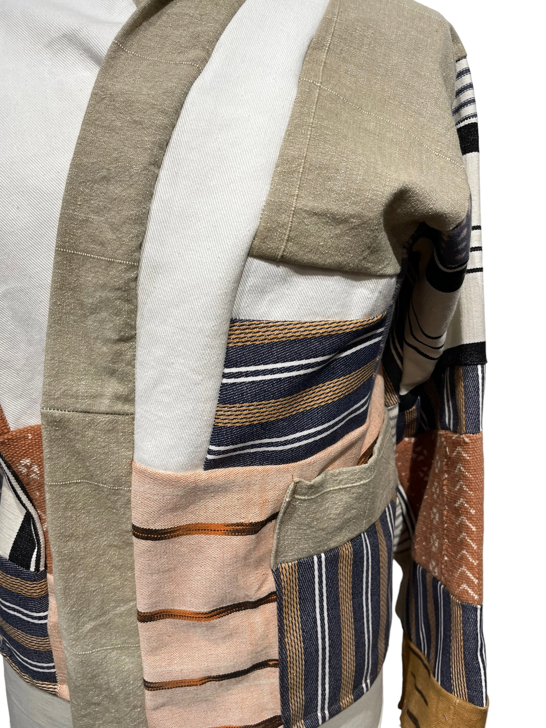 vintage mud cloth,woven textile, patchwork jacket