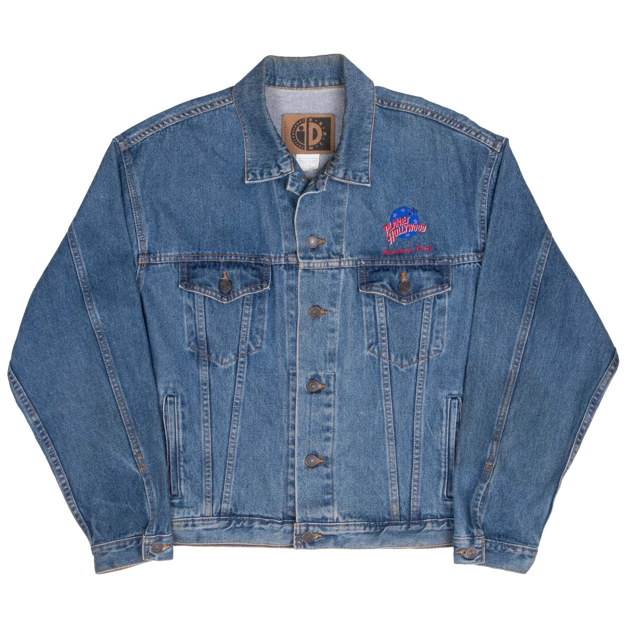 VINTAGE PLANET HOLLYWOOD ATLANTIC CITY DENIM JACKET 1990S SIZE LARGE