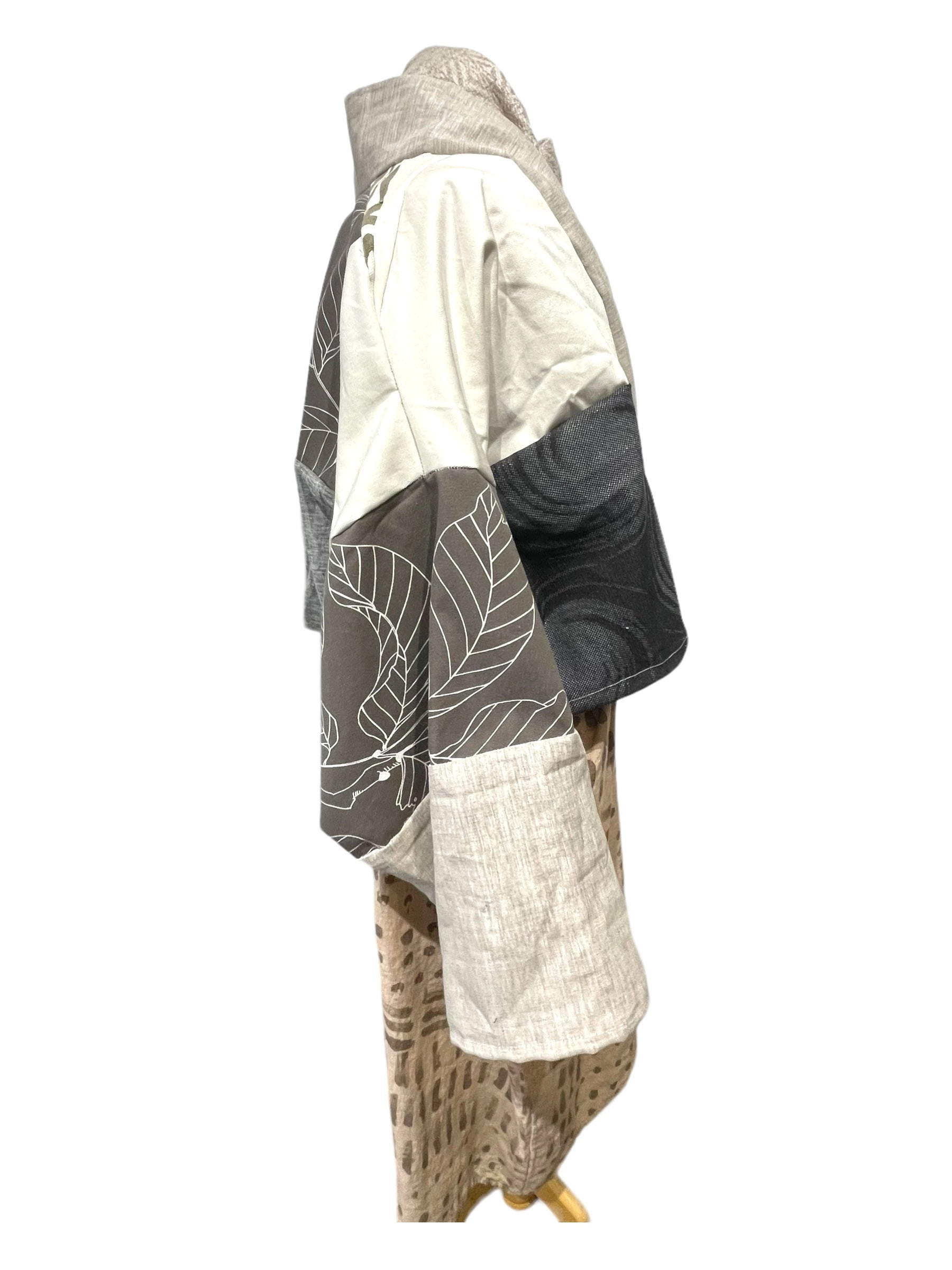 vintage textile patchwork jacket cropped at waist length